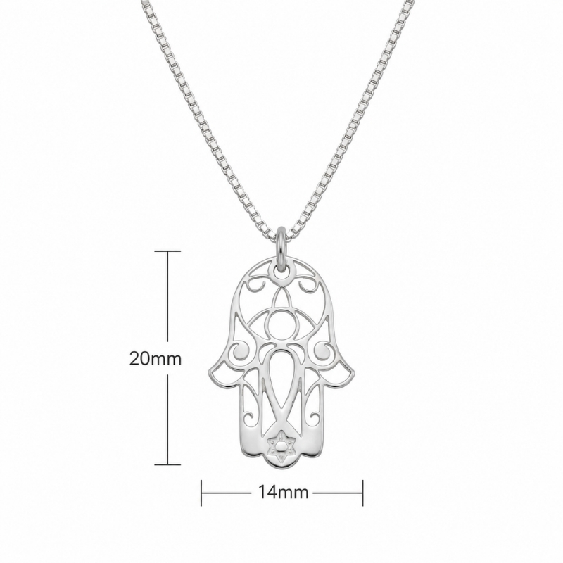 Hamsa Star of David Necklace — Sterling Silver Jewish Amulet Hamsa Star of David Necklace — Sterling Silver Jewish Amulet