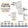 Custom engraved cufflinks guide with Hebrew and English font options for personalization