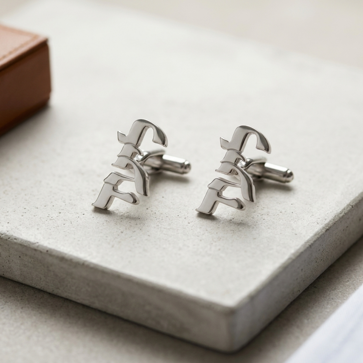Custom Hebrew Name Cufflinks Sterling Silver, Cutout Letters with Toggle Clip, 22mm Custom Hebrew Name Cufflinks Sterling Silver, Cutout Letters with Toggle Clip, 22mm