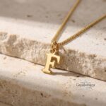14K Gold Dainty Initial Necklace — Tiny Letter Charm, Minimalist Jewelry