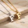 14K Gold Dainty Initial Necklace Tiny Letter Charm — alternate angle, handmade in Israel