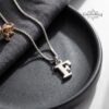 14K Gold Dainty Initial Necklace Tiny Letter Charm — additional view, handmade in Israel