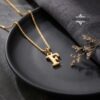 14K Gold Dainty Initial Necklace Tiny Letter Charm — additional angle, handmade in Israel