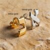 14K Gold Hebrew Letter Stud Earrings — additional view, handmade in Israel