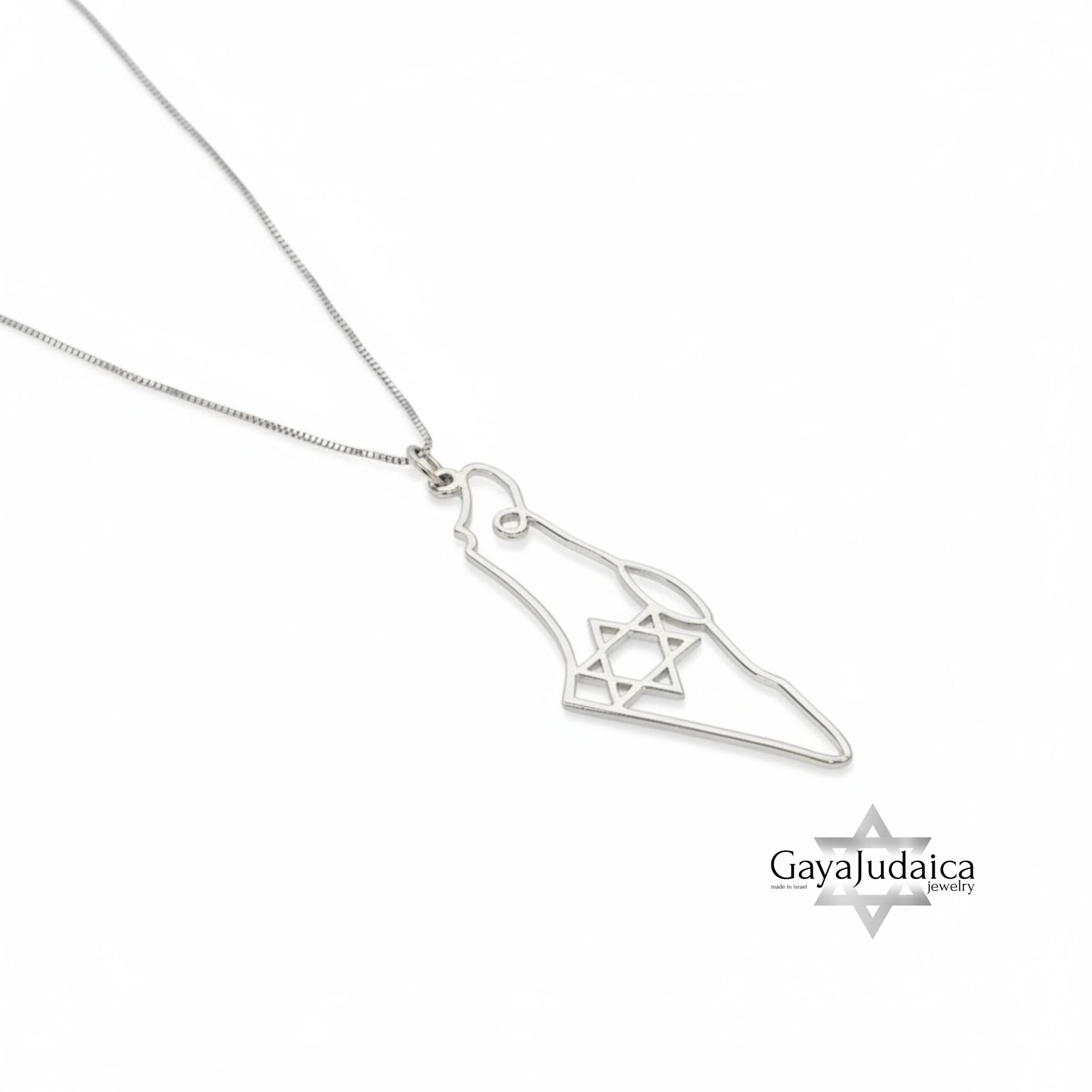 14K Gold Israel Map Necklace — Jewish Star of David Pendant, Solid Gold 14K Gold Israel Map Necklace — Jewish Star of David Pendant, Solid Gold