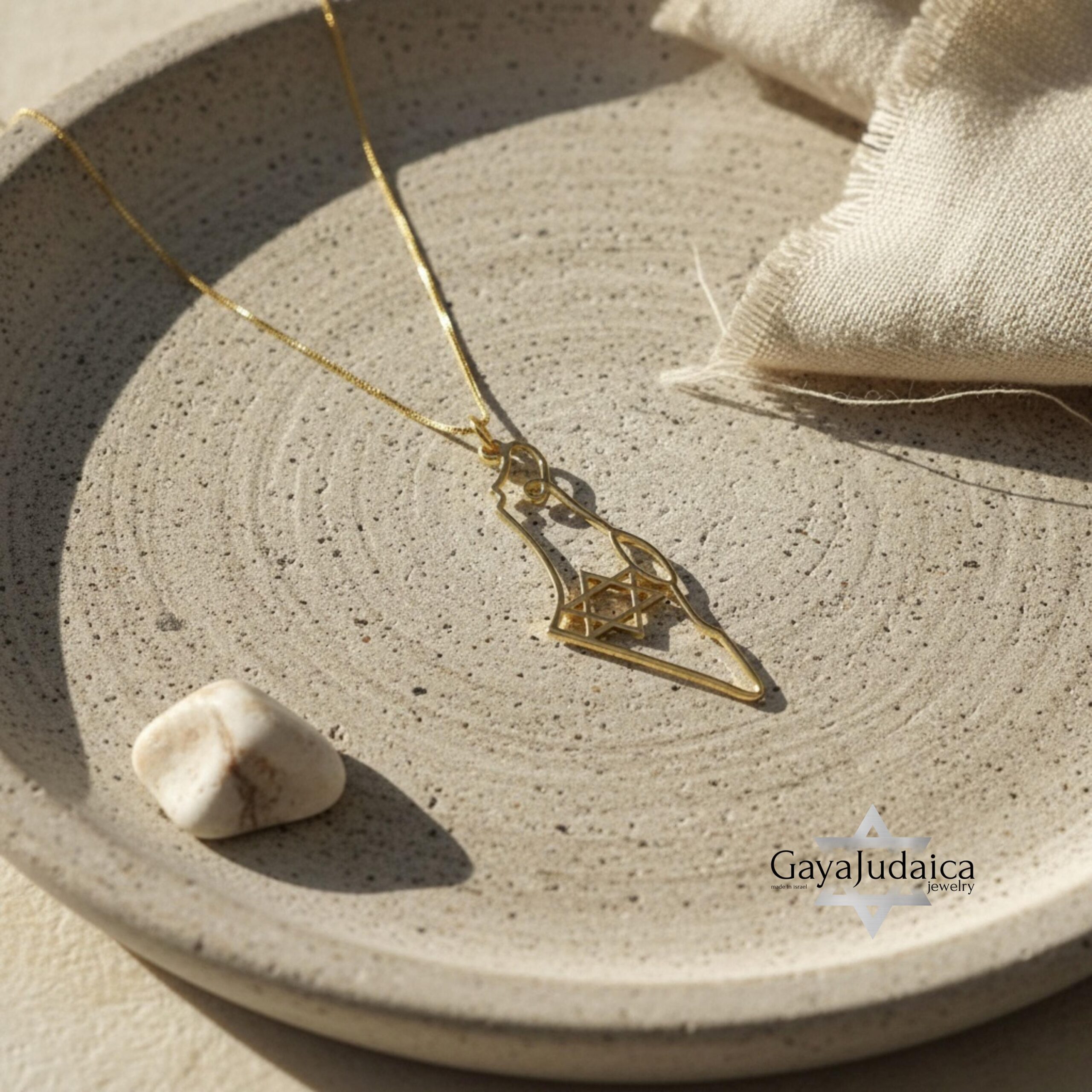 14K Gold Israel Map Necklace — Jewish Star of David Pendant, Solid Gold 14K Gold Israel Map Necklace — Jewish Star of David Pendant, Solid Gold