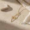 14K Gold Israel Map Necklace with Star of David — additional angle, handmade in Israel