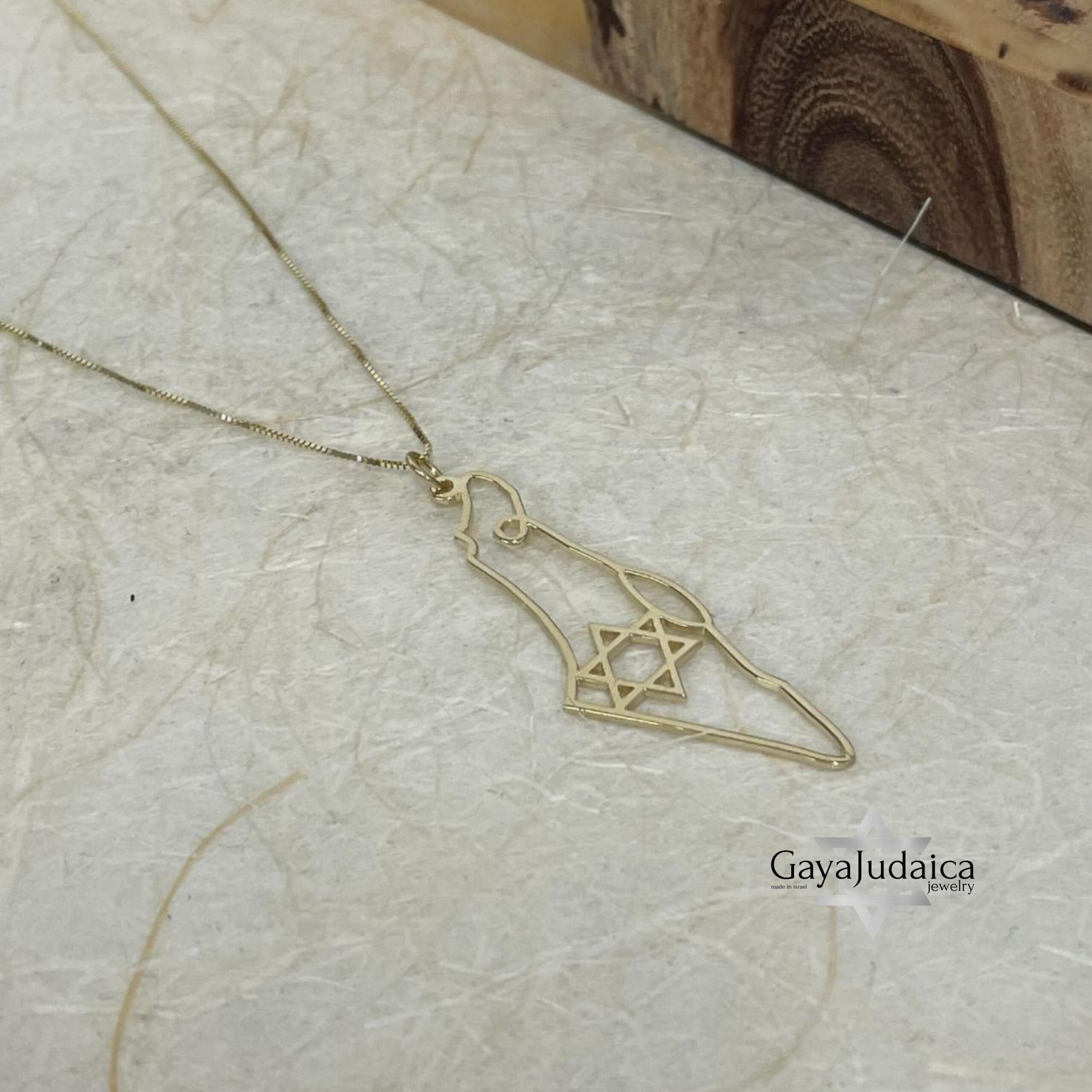 14K Gold Israel Map Necklace — Jewish Star of David Pendant, Solid Gold 14K Gold Israel Map Necklace — Jewish Star of David Pendant, Solid Gold