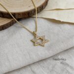 14K Gold Star of David Necklace with Zirconia Inlay — Magen David Jewish Jewelry