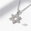 14K Gold Star of David Necklace Zirconia — detail view, handmade in Israel