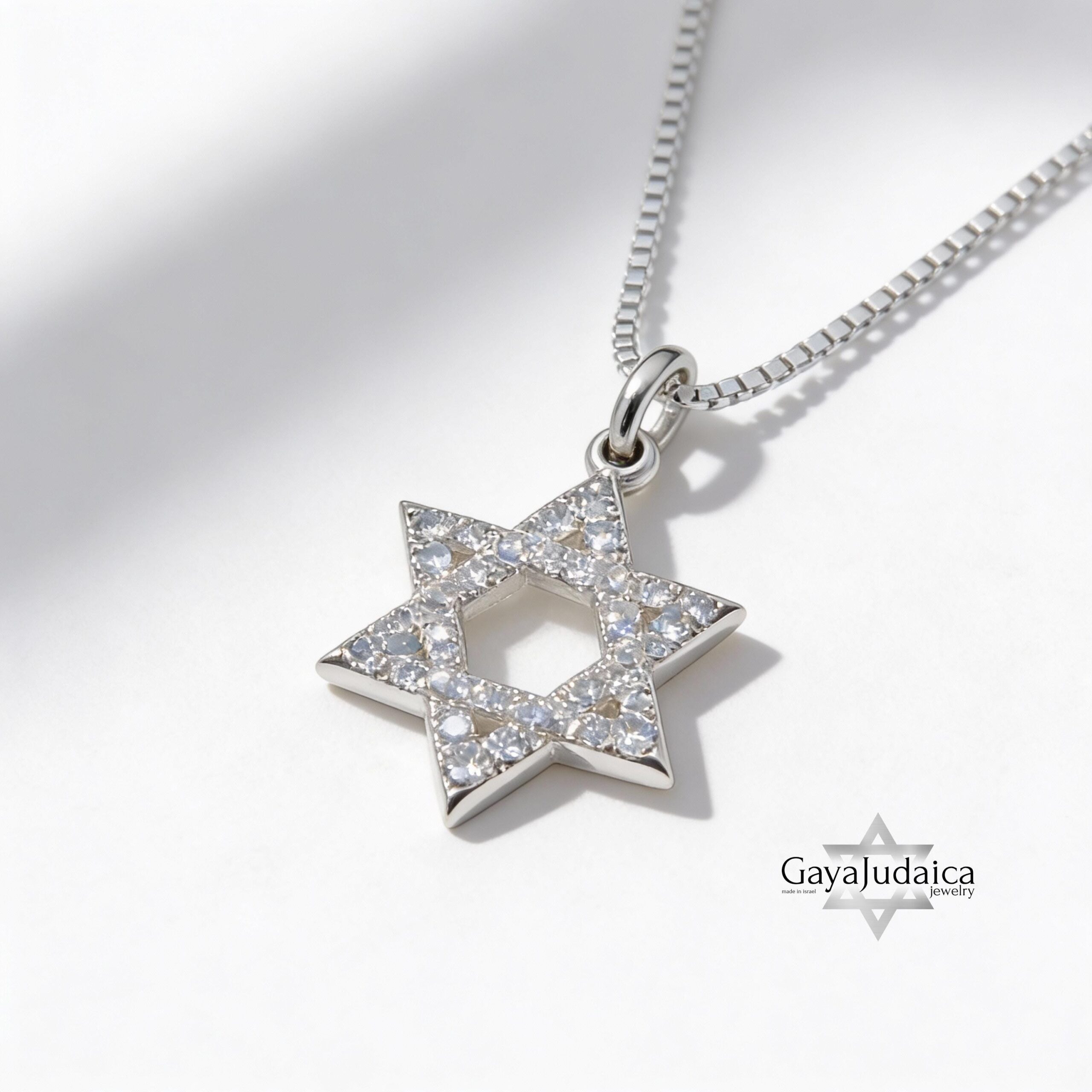 14K Gold Star of David Necklace with Zirconia Inlay — Magen David Jewish Jewelry 14K Gold Star of David Necklace with Zirconia Inlay — Magen David Jewish Jewelry