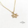 14K Gold Star of David Necklace Zirconia — close-up, handmade in Israel