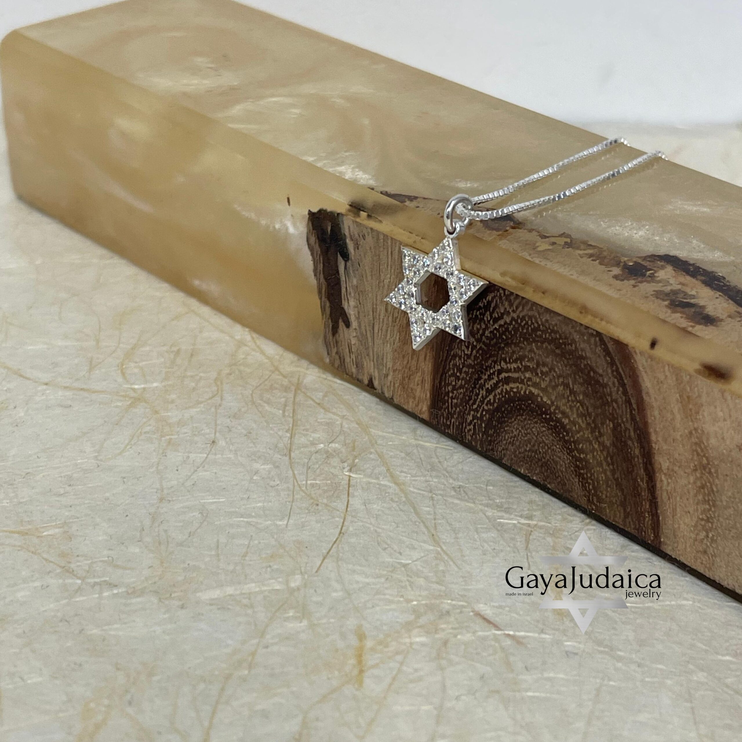 14K Gold Star of David Necklace with Zirconia Inlay — Magen David Jewish Jewelry 14K Gold Star of David Necklace with Zirconia Inlay — Magen David Jewish Jewelry
