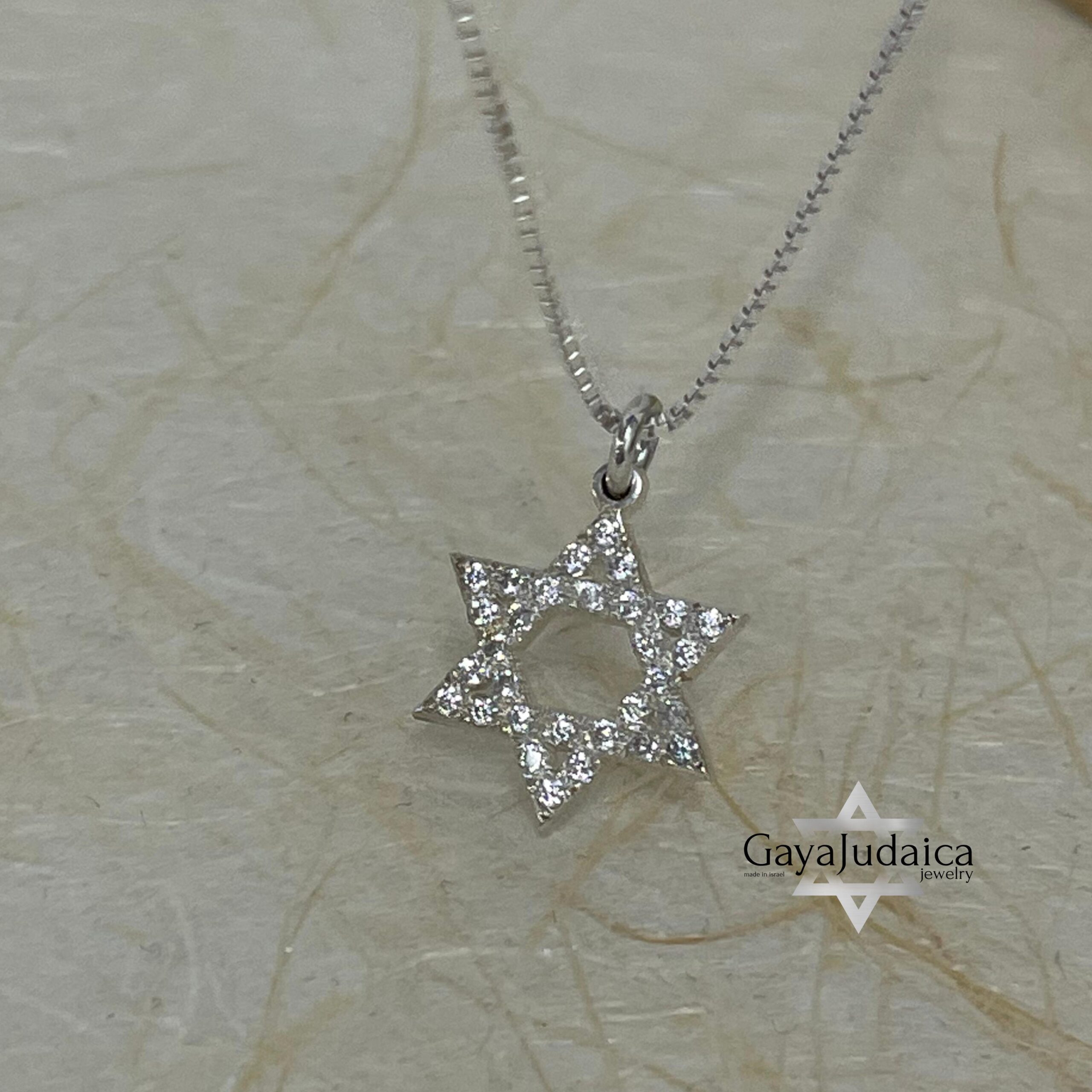 14K Gold Star of David Necklace with Zirconia Inlay — Magen David Jewish Jewelry 14K Gold Star of David Necklace with Zirconia Inlay — Magen David Jewish Jewelry