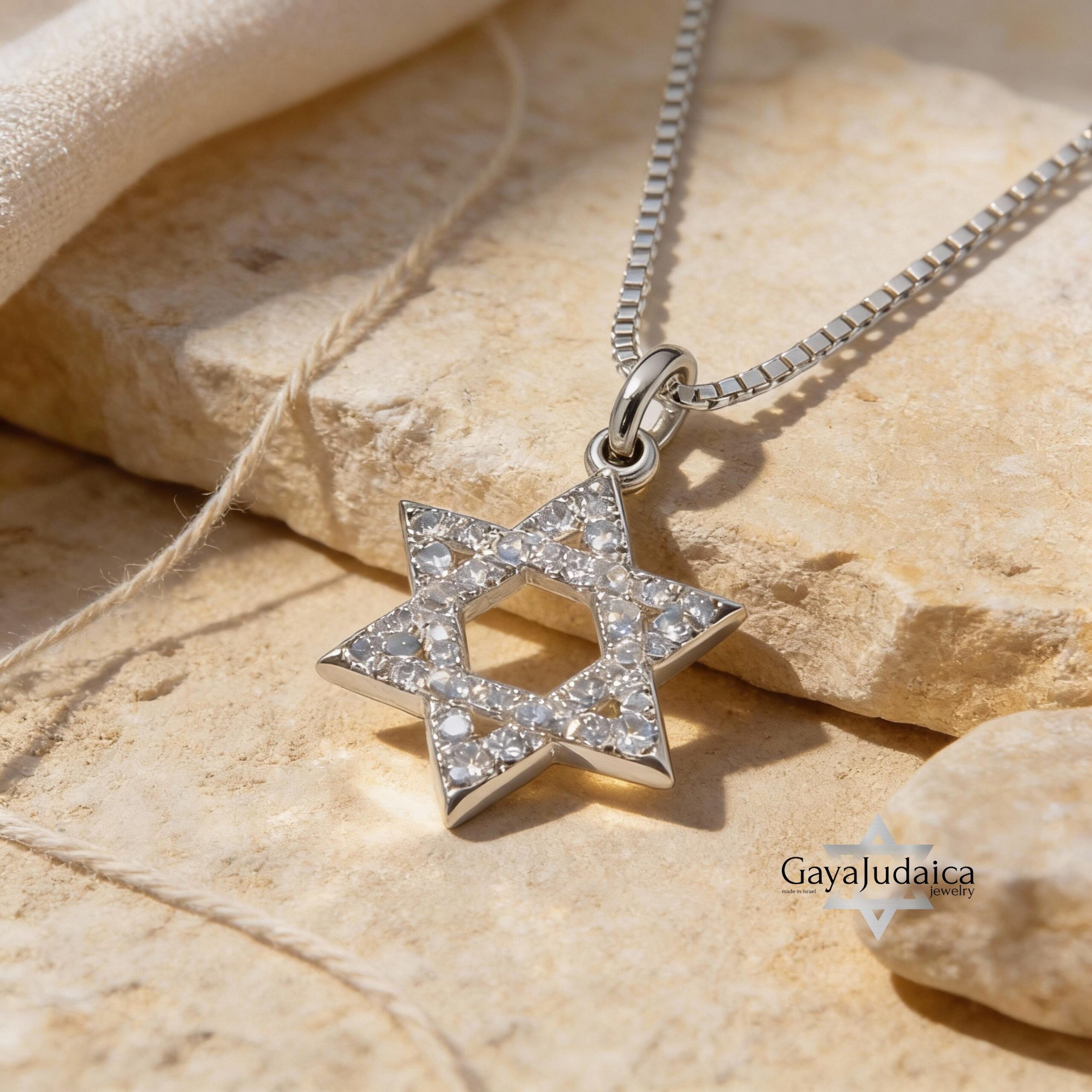 14K Gold Star of David Necklace with Zirconia Inlay — Magen David Jewish Jewelry 14K Gold Star of David Necklace with Zirconia Inlay — Magen David Jewish Jewelry