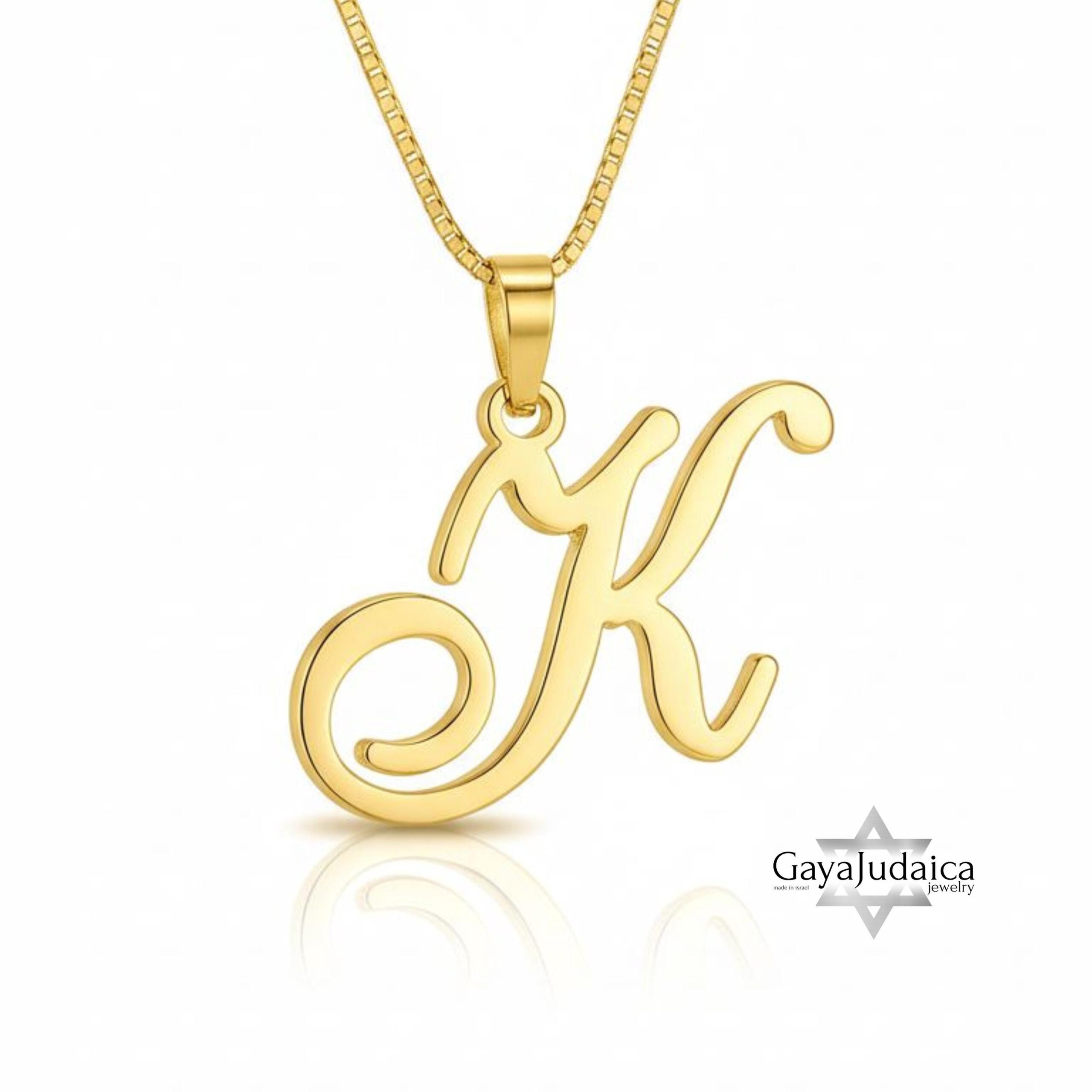 Custom Letter Pendant Necklace — Initial Israeli Jewelry Custom Letter Pendant Necklace — Initial Israeli Jewelry