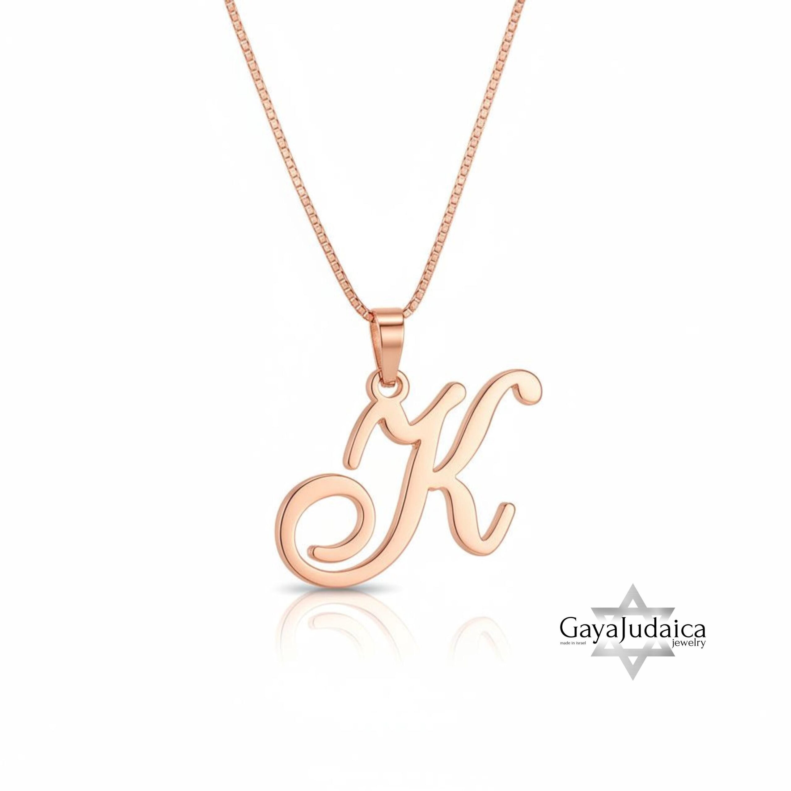 Custom Letter Pendant Necklace — Initial Israeli Jewelry Custom Letter Pendant Necklace — Initial Israeli Jewelry