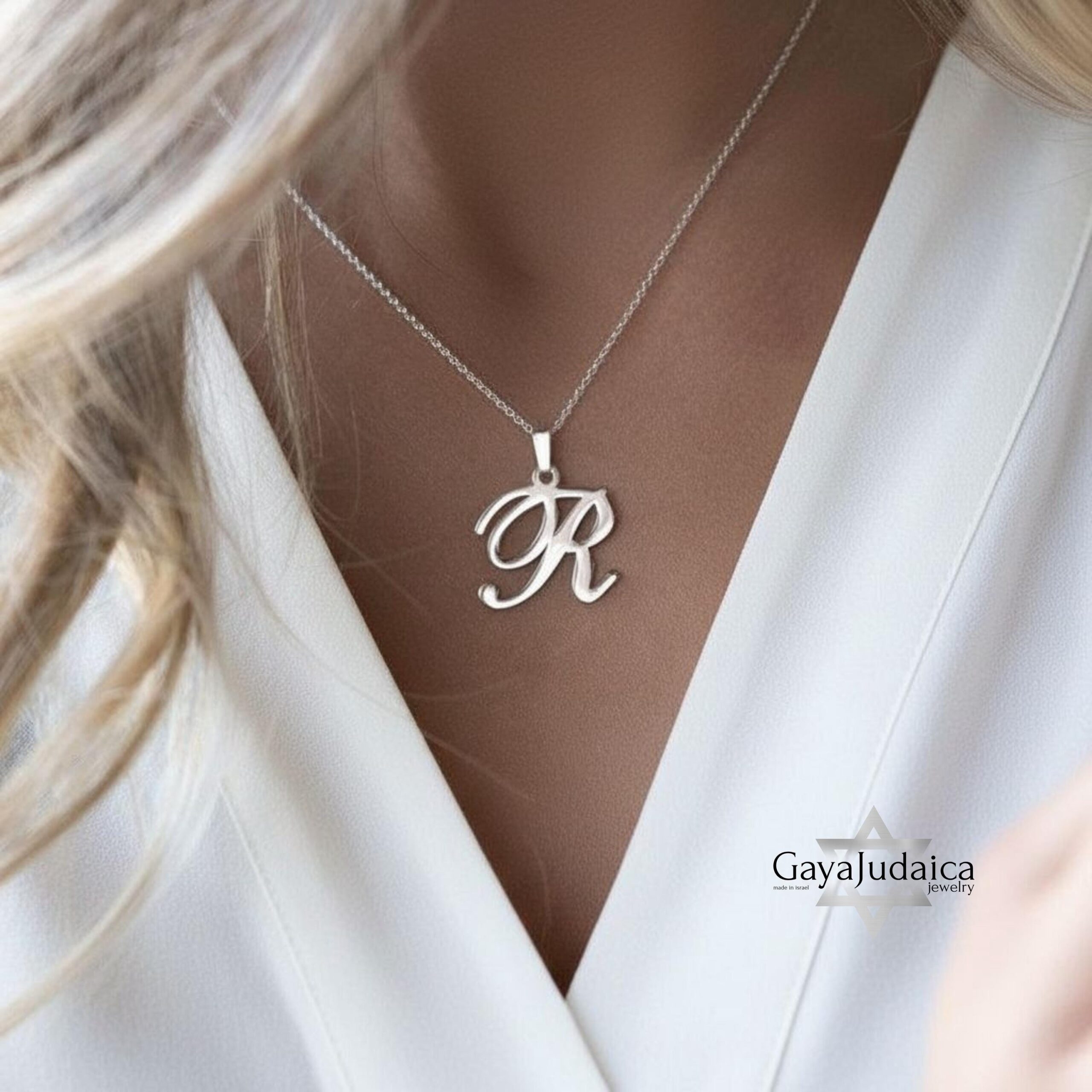 Custom Letter Pendant Necklace — Initial Israeli Jewelry Custom Letter Pendant Necklace — Initial Israeli Jewelry