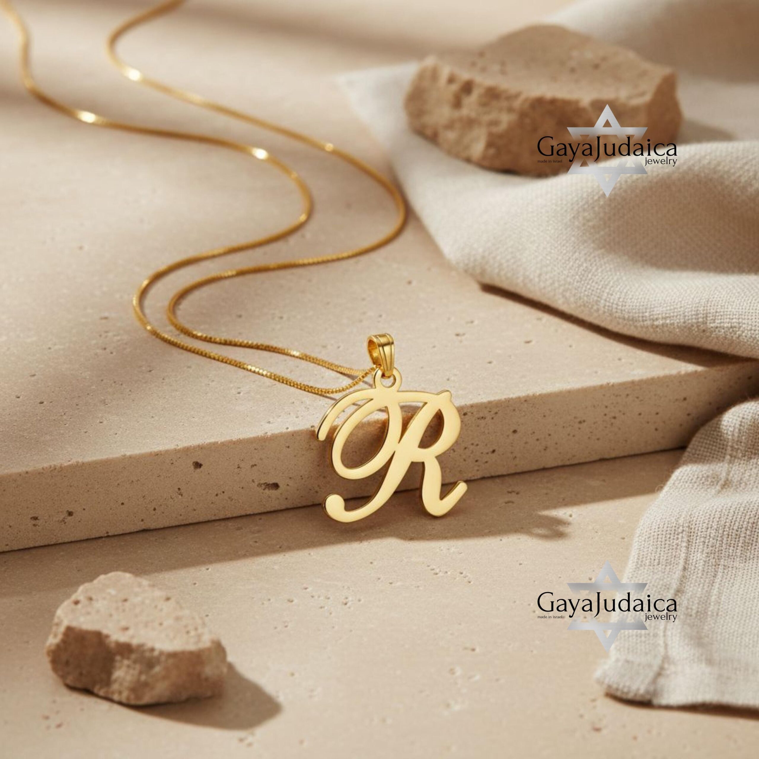 Custom Letter Pendant Necklace — Initial Israeli Jewelry Custom Letter Pendant Necklace — Initial Israeli Jewelry