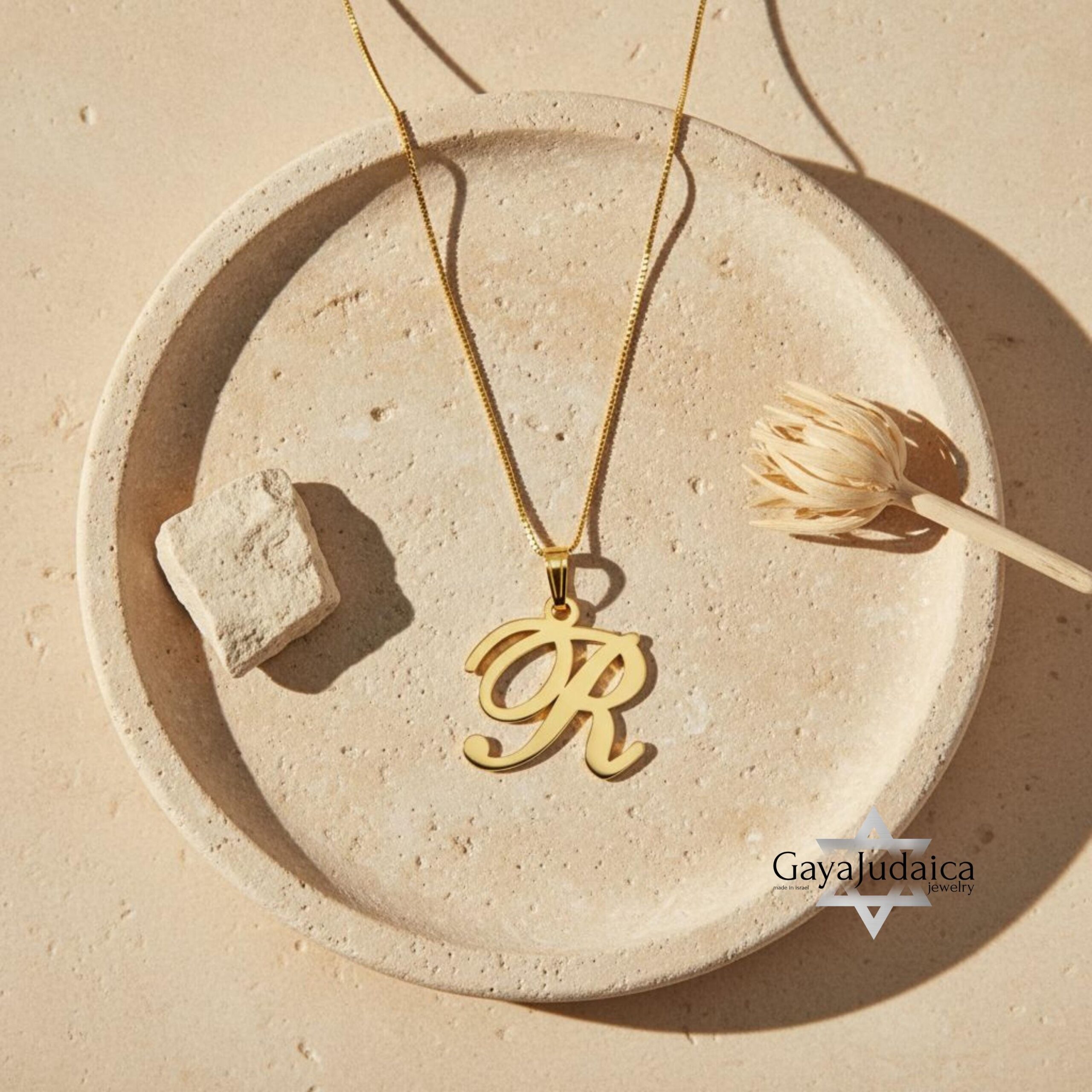 Custom Letter Pendant Necklace — Initial Israeli Jewelry Custom Letter Pendant Necklace — Initial Israeli Jewelry
