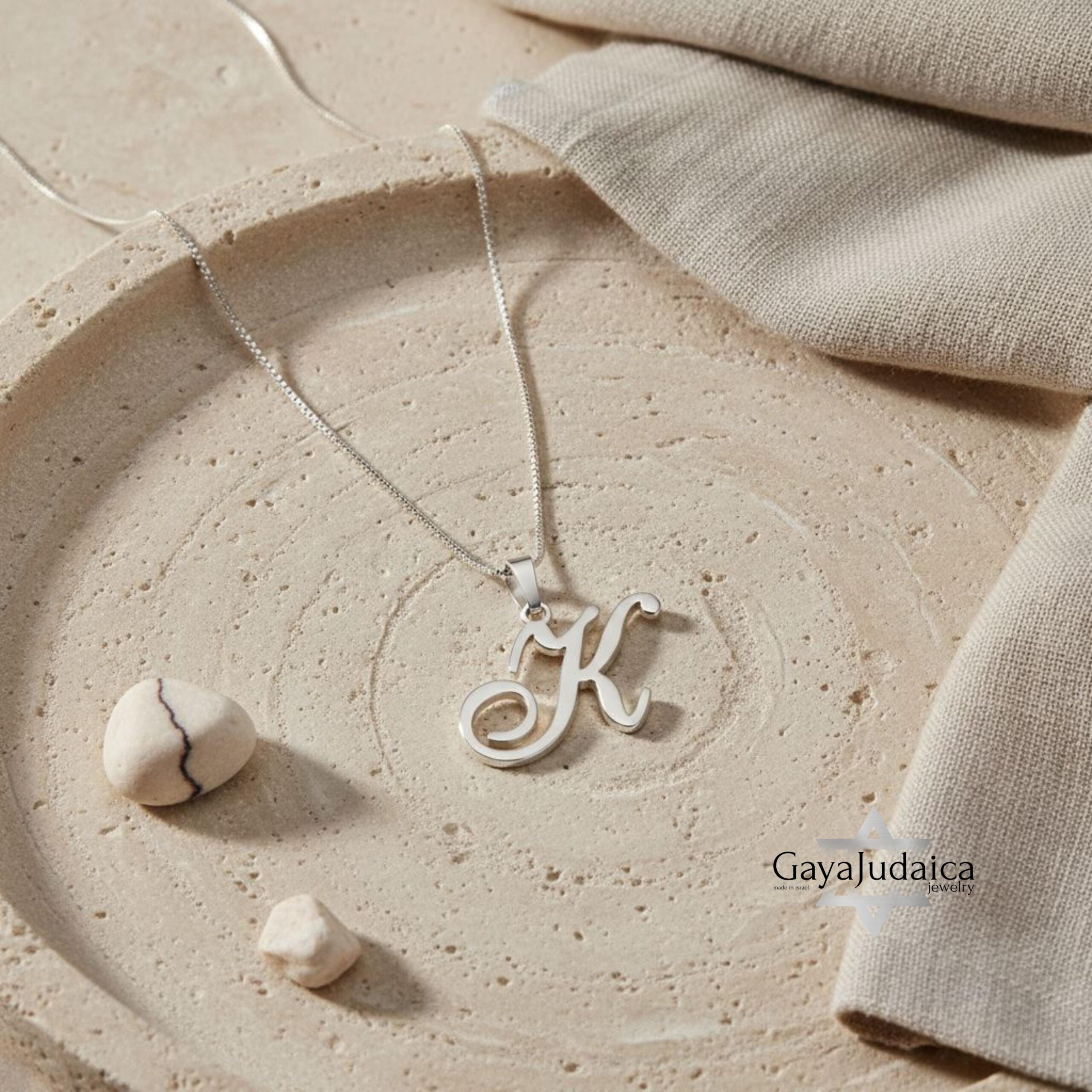 Custom Letter Pendant Necklace — Initial Israeli Jewelry Custom Letter Pendant Necklace — Initial Israeli Jewelry