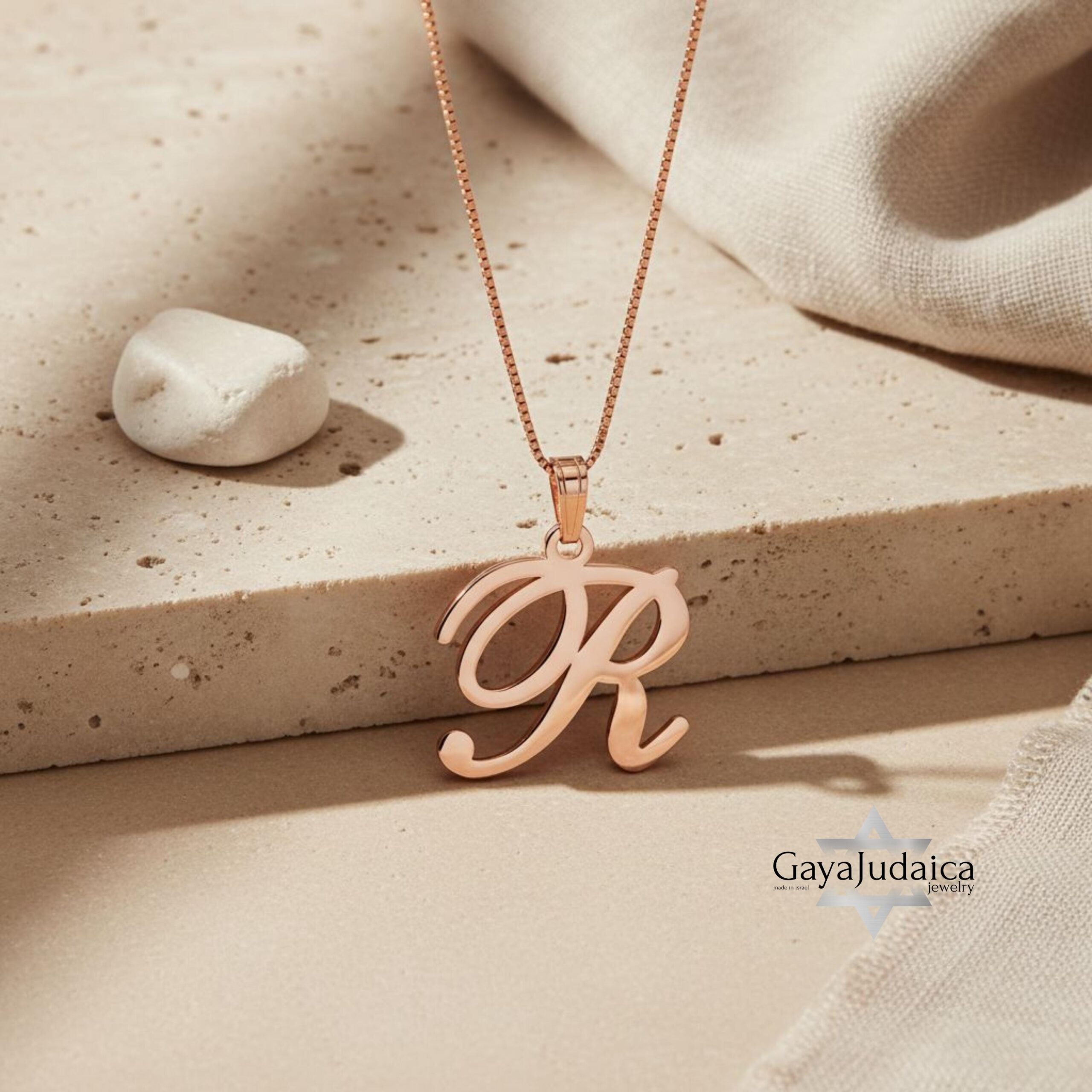 Custom Letter Pendant Necklace — Initial Israeli Jewelry Custom Letter Pendant Necklace — Initial Israeli Jewelry