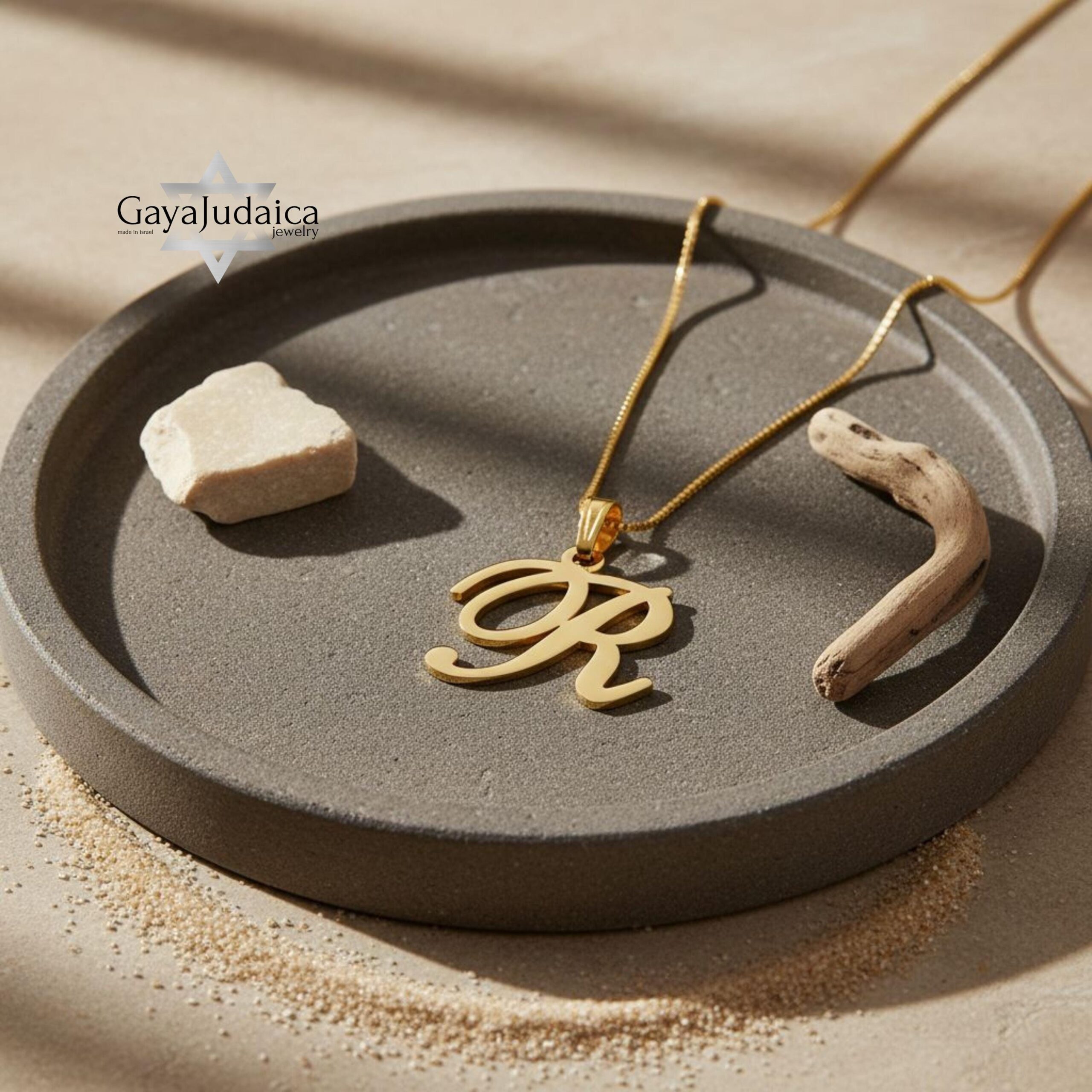 Custom Letter Pendant Necklace — Initial Israeli Jewelry Custom Letter Pendant Necklace — Initial Israeli Jewelry