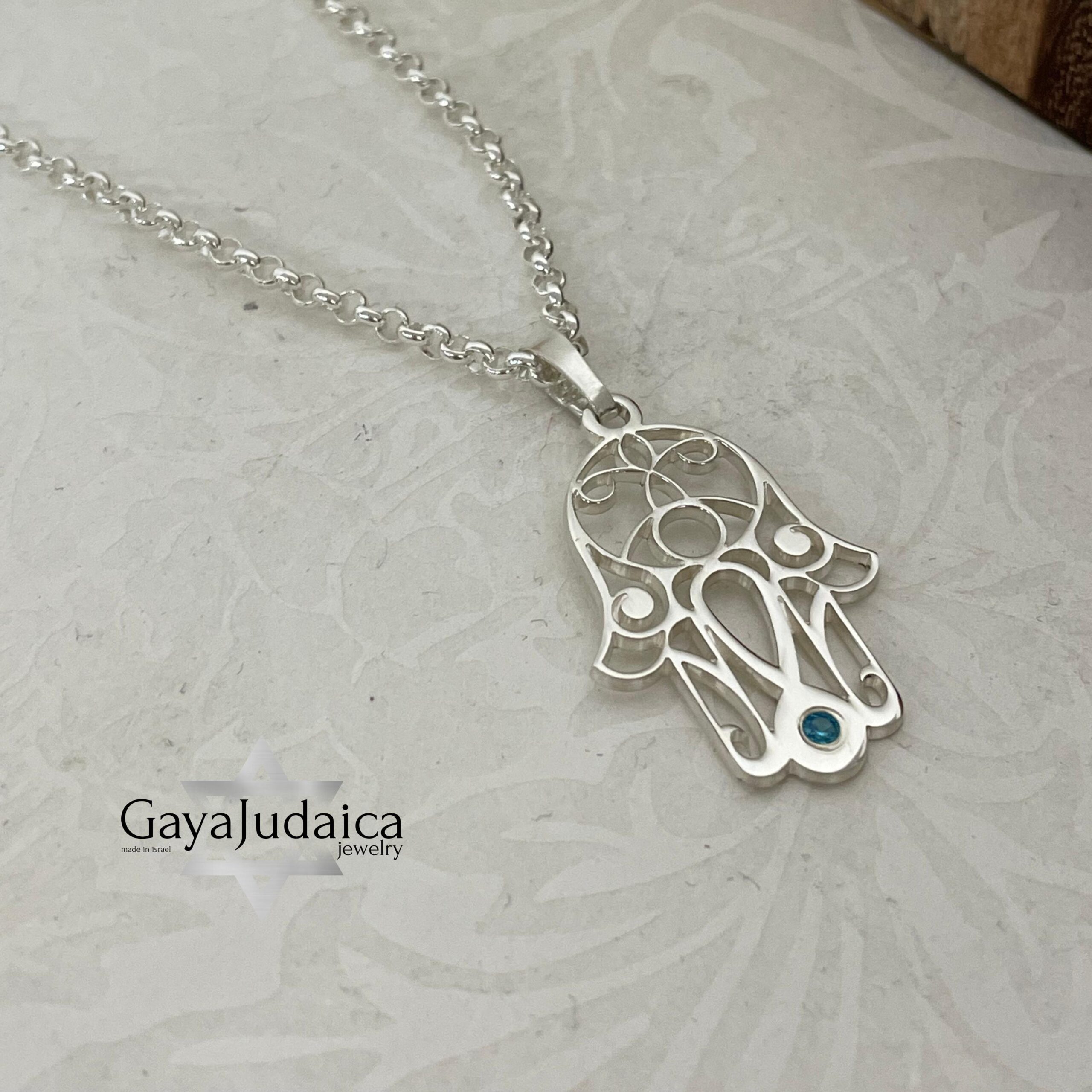 Custom Birthstone Hamsa Necklace — Sterling Silver, Gold, or Rose Gold Custom Birthstone Hamsa Necklace — Sterling Silver, Gold, or Rose Gold