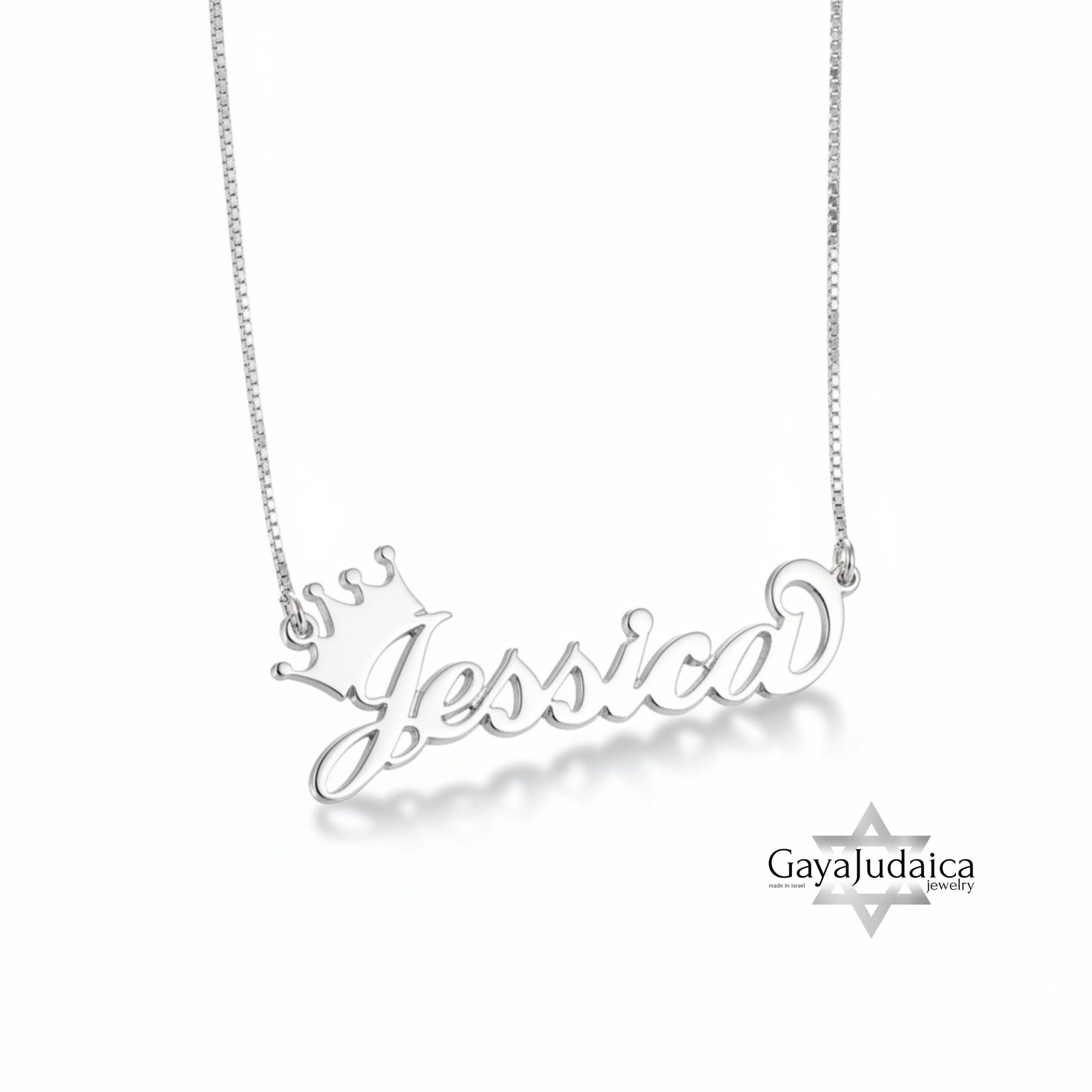 Personalized Crown Name Necklace — Hebrew Nameplate Pendant Personalized Crown Name Necklace — Hebrew Nameplate Pendant