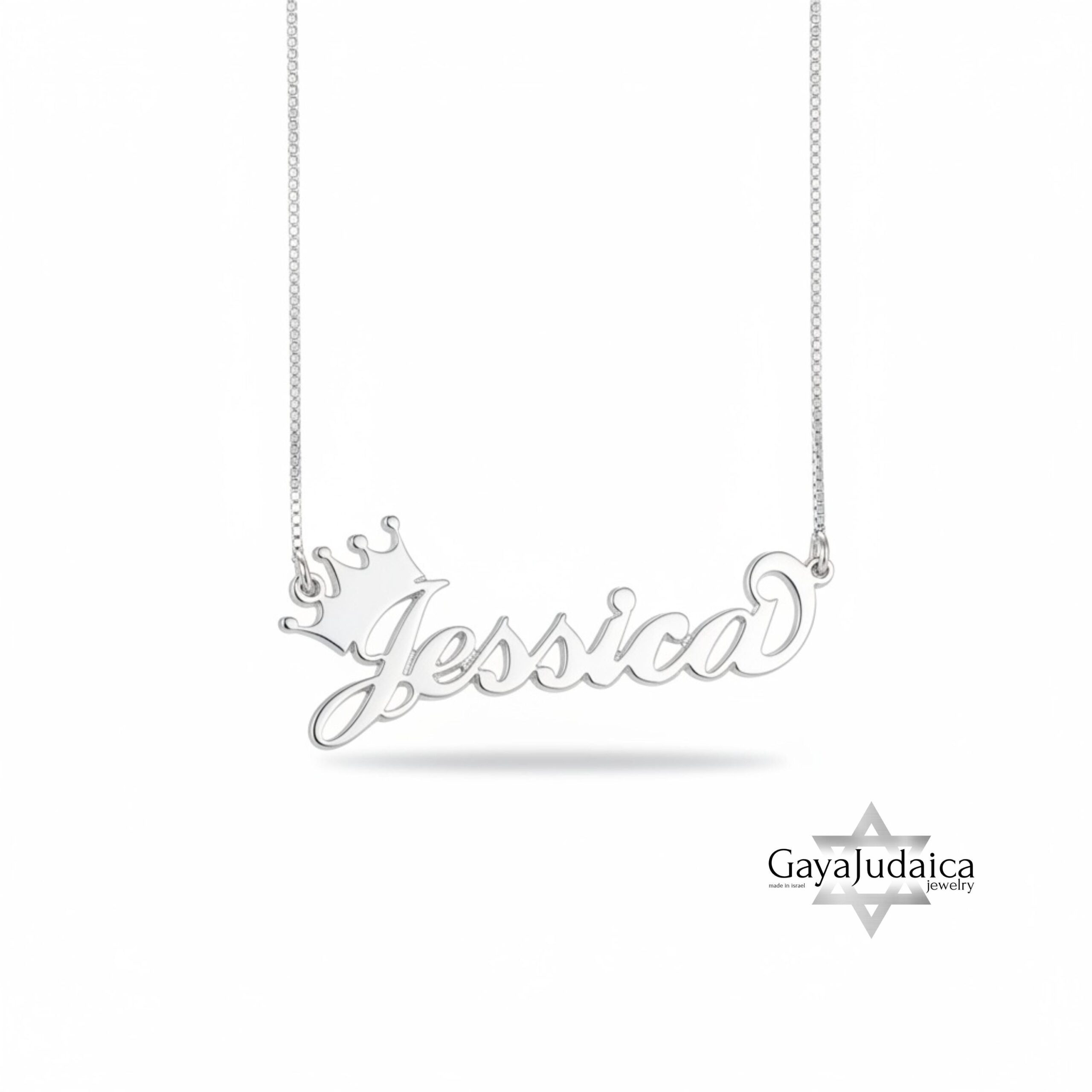 Personalized Crown Name Necklace — Hebrew Nameplate Pendant Personalized Crown Name Necklace — Hebrew Nameplate Pendant