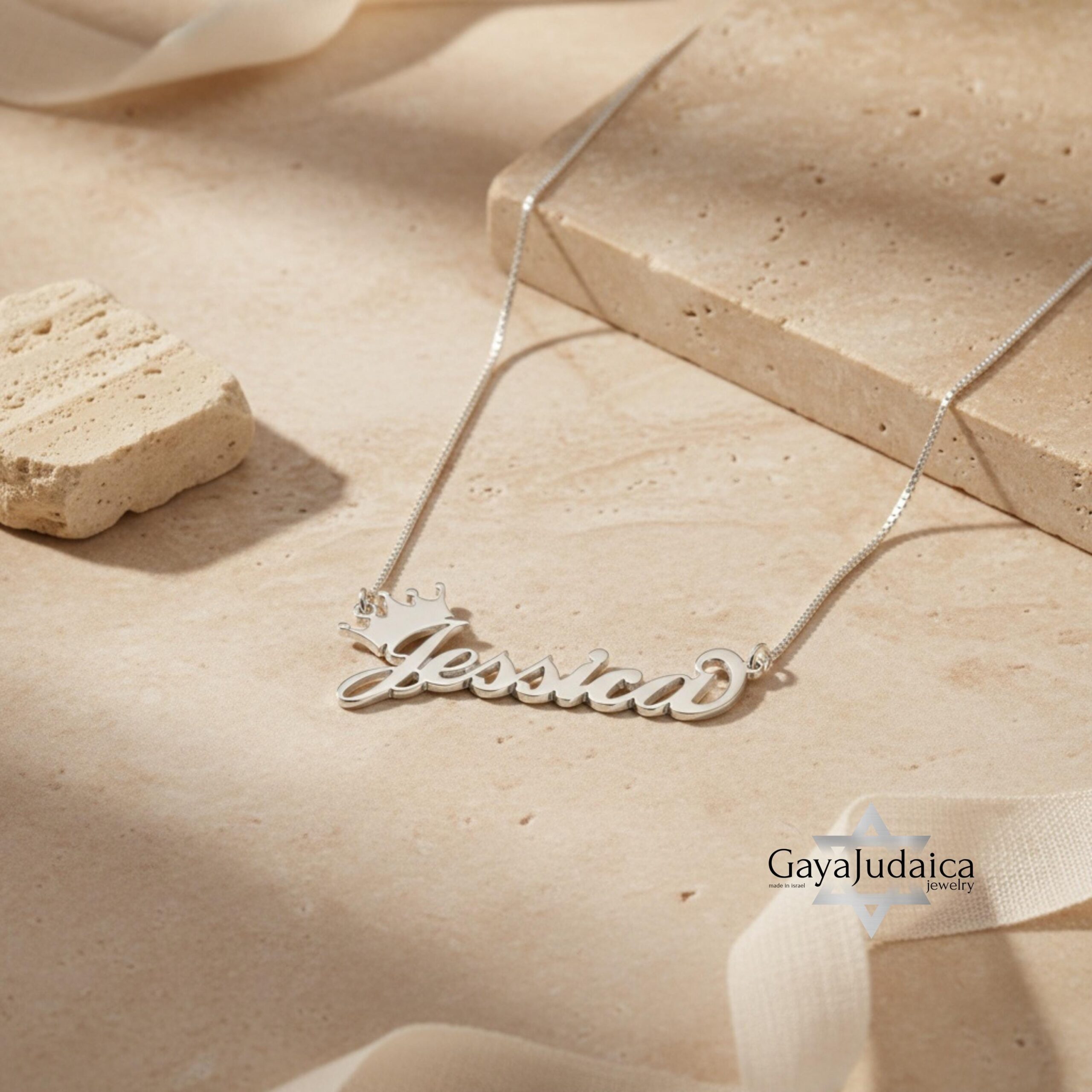 Personalized Crown Name Necklace — Hebrew Nameplate Pendant Personalized Crown Name Necklace — Hebrew Nameplate Pendant