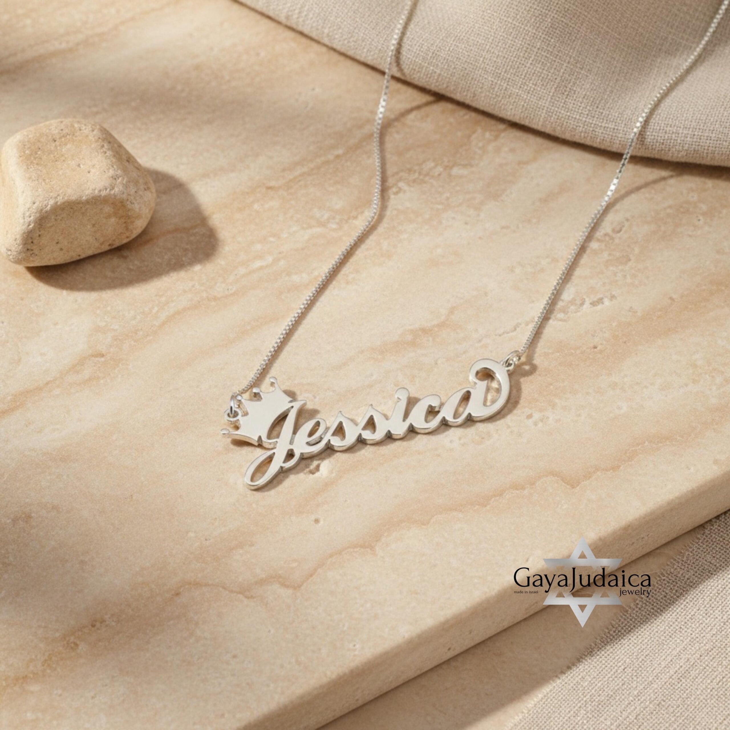 Personalized Crown Name Necklace — Hebrew Nameplate Pendant Personalized Crown Name Necklace — Hebrew Nameplate Pendant