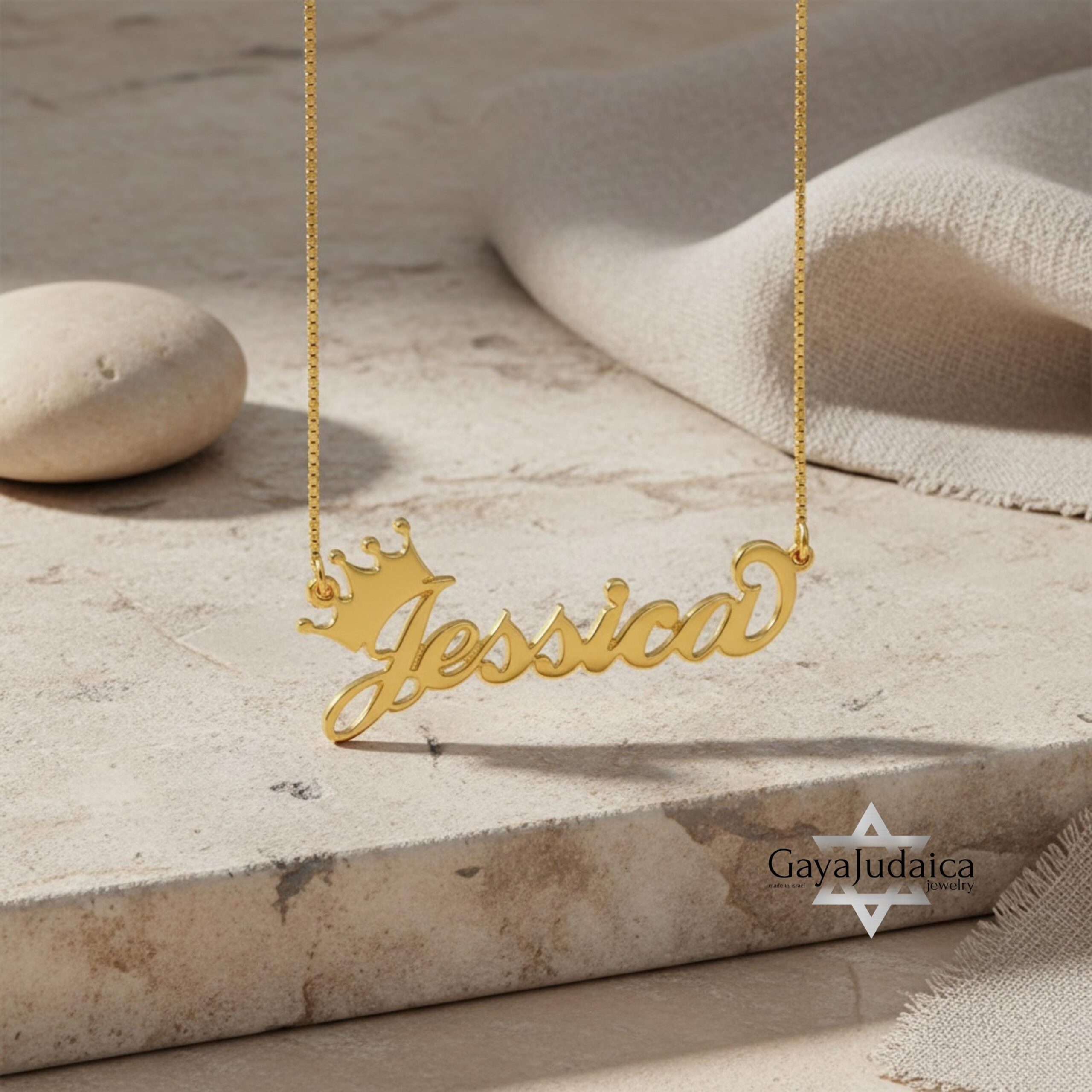 Personalized Crown Name Necklace — Hebrew Nameplate Pendant Personalized Crown Name Necklace — Hebrew Nameplate Pendant