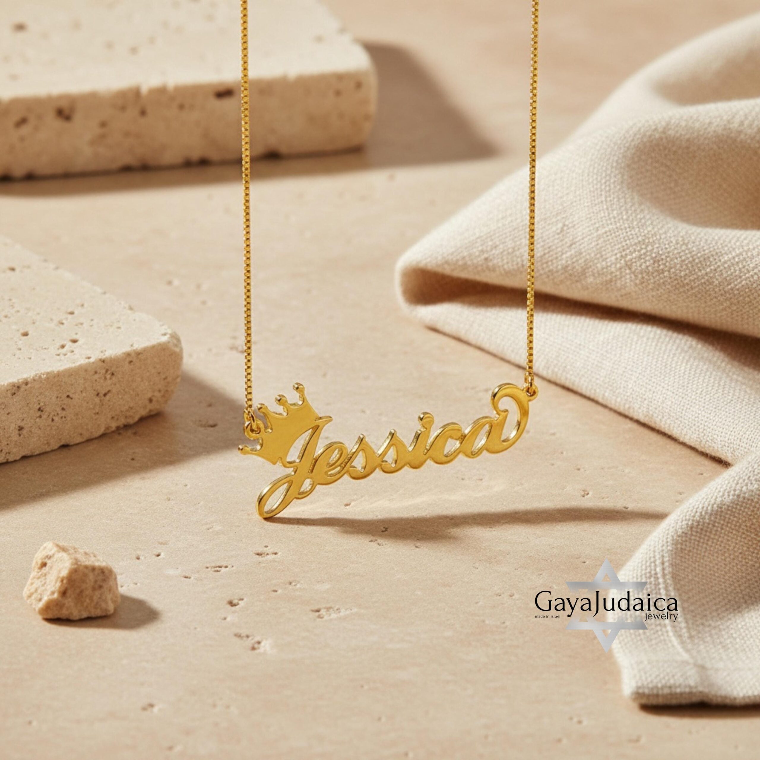 Personalized Crown Name Necklace — Hebrew Nameplate Pendant Personalized Crown Name Necklace — Hebrew Nameplate Pendant
