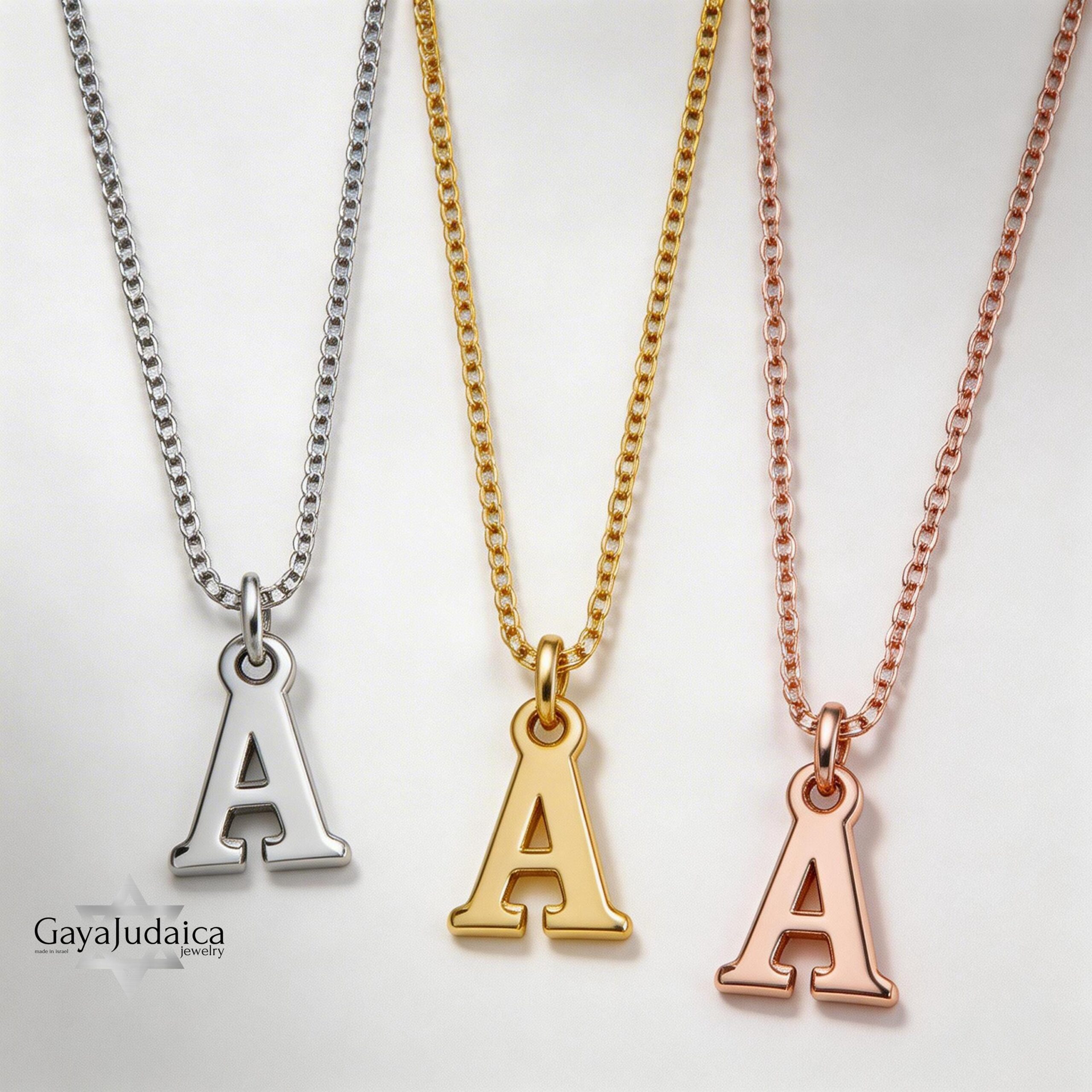 Personalized Hebrew Initial Necklace — Dainty Sterling Silver Minimalist Personalized Hebrew Initial Necklace — Dainty Sterling Silver Minimalist