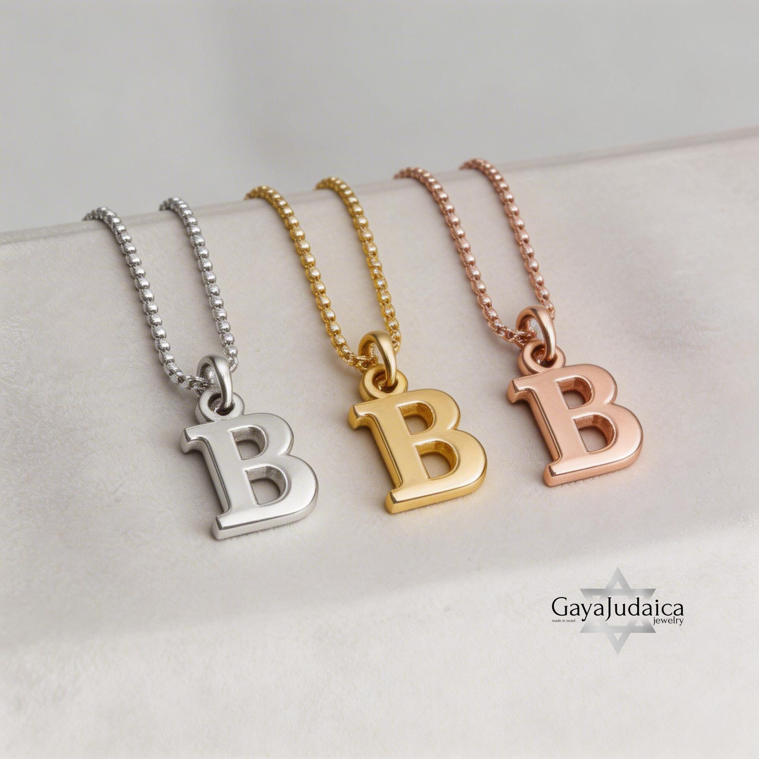 Personalized Hebrew Initial Necklace — Dainty Sterling Silver Minimalist Personalized Hebrew Initial Necklace — Dainty Sterling Silver Minimalist