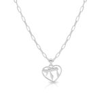 Chai Heart Pendant Necklace - Paperclip Chain, Sterling Silver Judaica