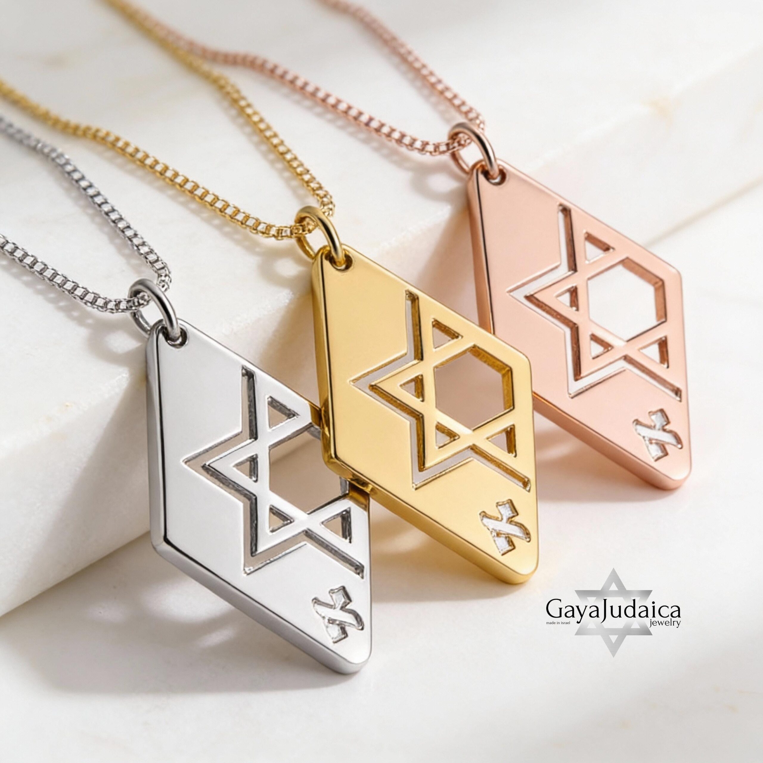 Personalized Star of David Necklace — Hebrew Letter Pendant Personalized Star of David Necklace — Hebrew Letter Pendant