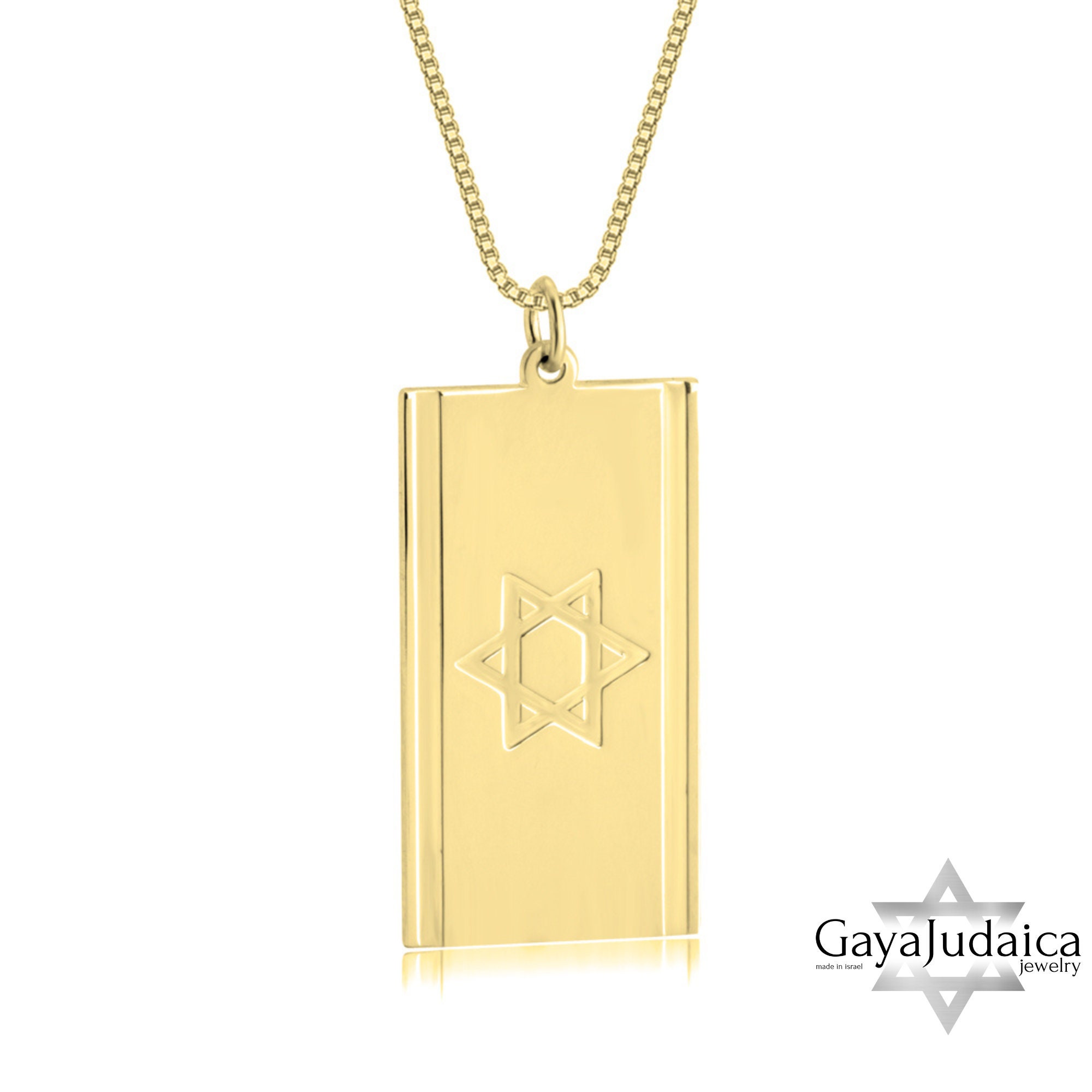 Israel Flag Necklace with Star of David — Hebrew Israeli Pendant Israel Flag Necklace with Star of David — Hebrew Israeli Pendant