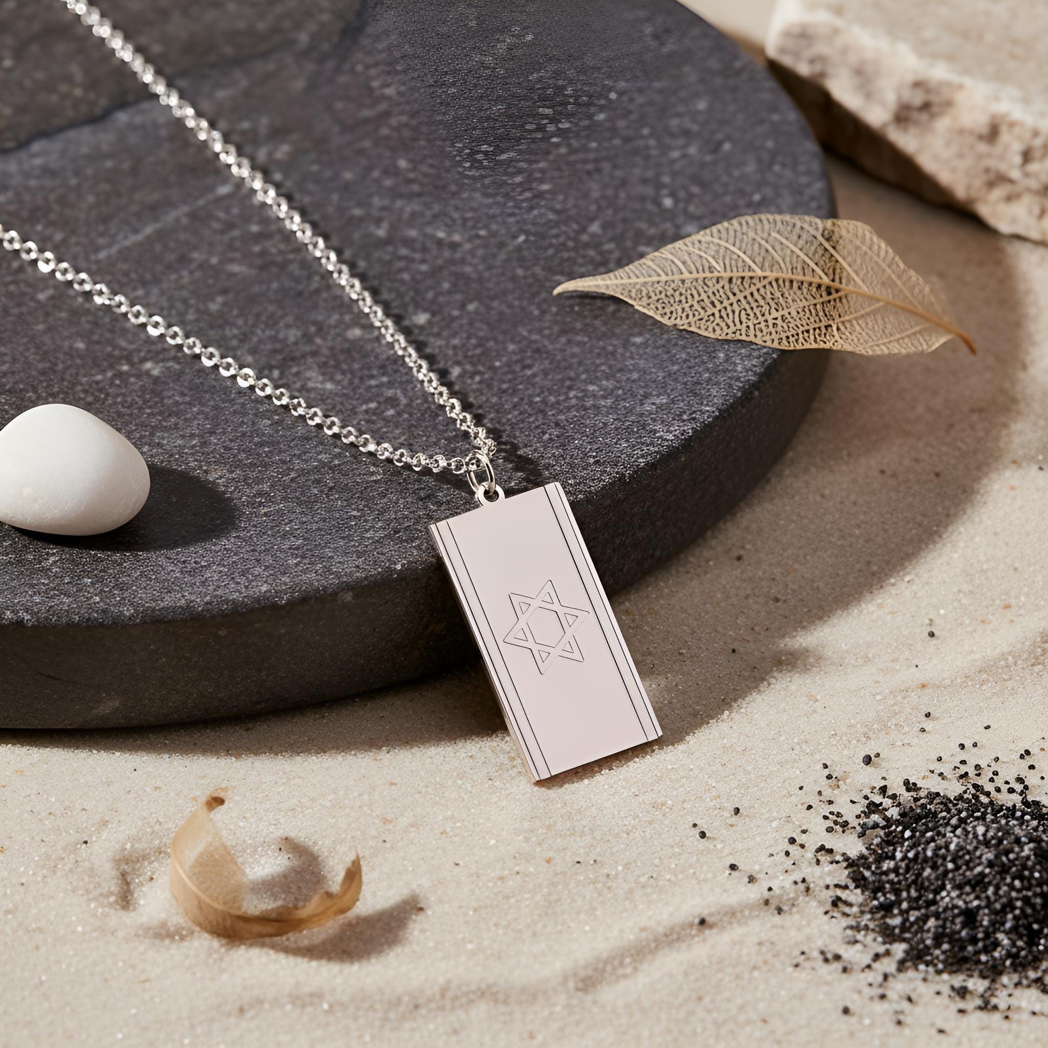 Israel Flag Necklace with Star of David — Hebrew Israeli Pendant Israel Flag Necklace with Star of David — Hebrew Israeli Pendant