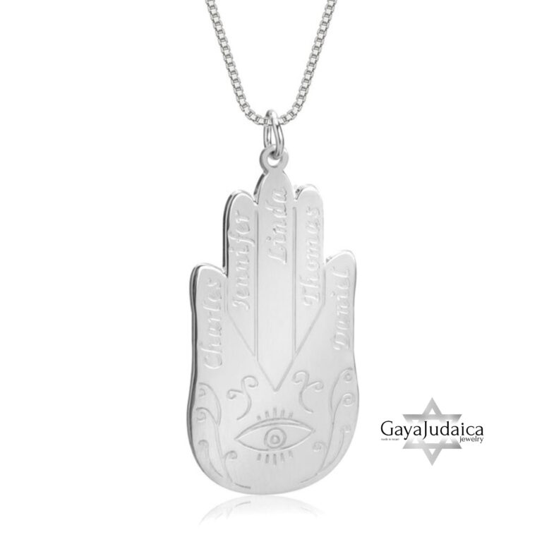Protective Hamsa Necklace with Names — view 2