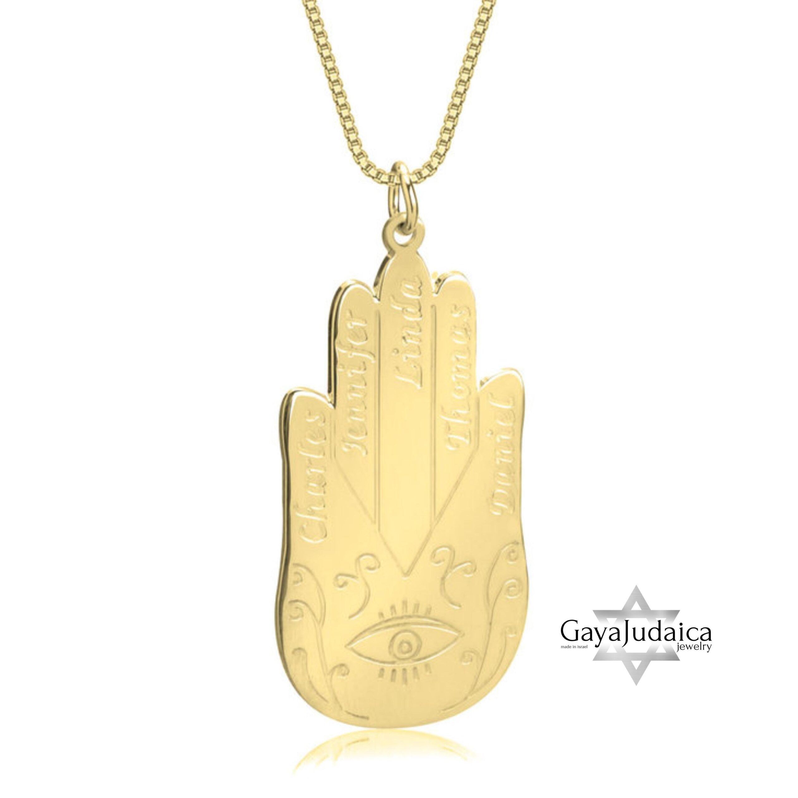 Protective Hamsa Necklace with Names — Handcrafted Custom Sterling Silver Protective Hamsa Necklace with Names — Handcrafted Custom Sterling Silver