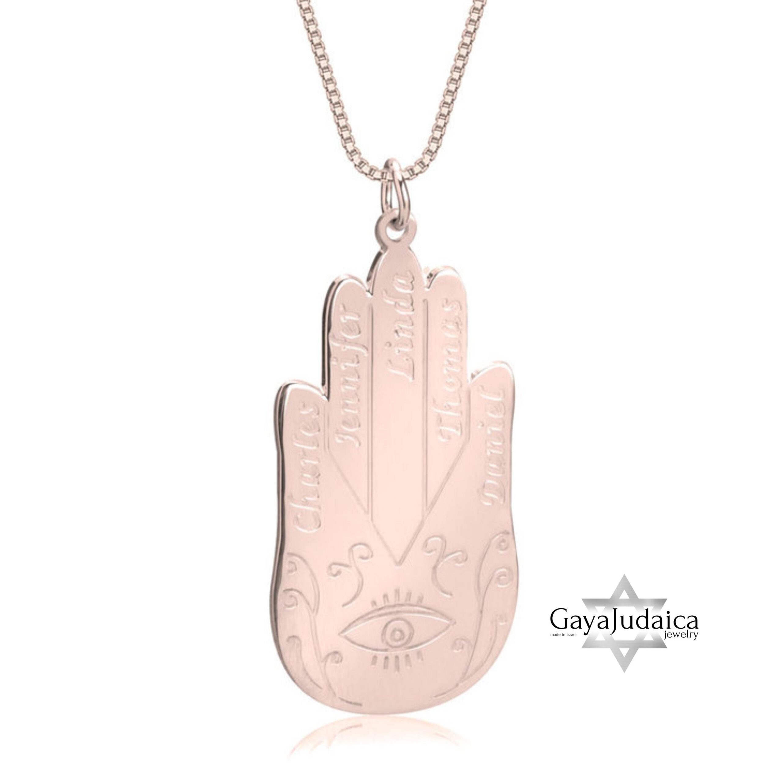 Protective Hamsa Necklace with Names — Handcrafted Custom Sterling Silver Protective Hamsa Necklace with Names — Handcrafted Custom Sterling Silver