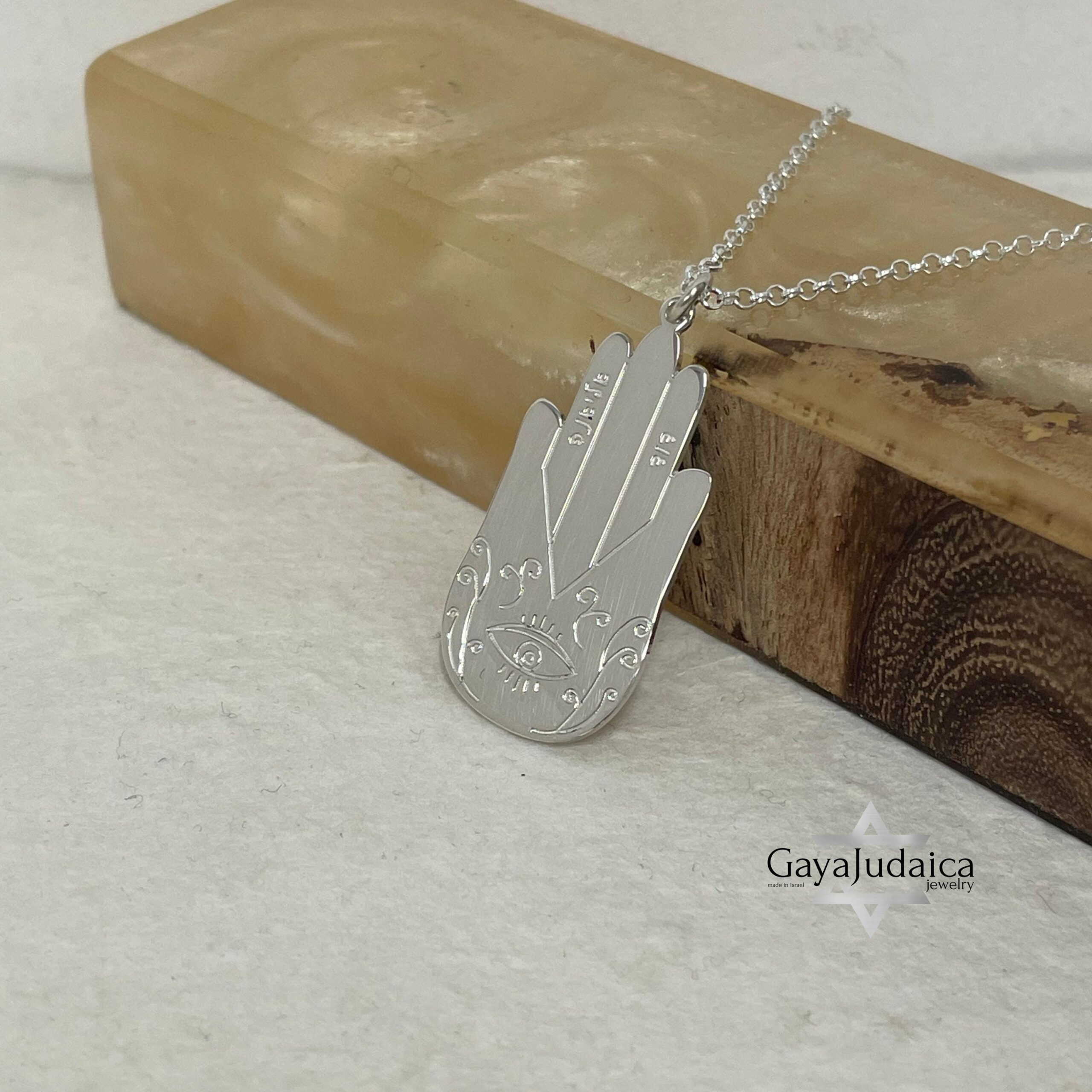 Protective Hamsa Necklace with Names — Handcrafted Custom Sterling Silver Protective Hamsa Necklace with Names — Handcrafted Custom Sterling Silver