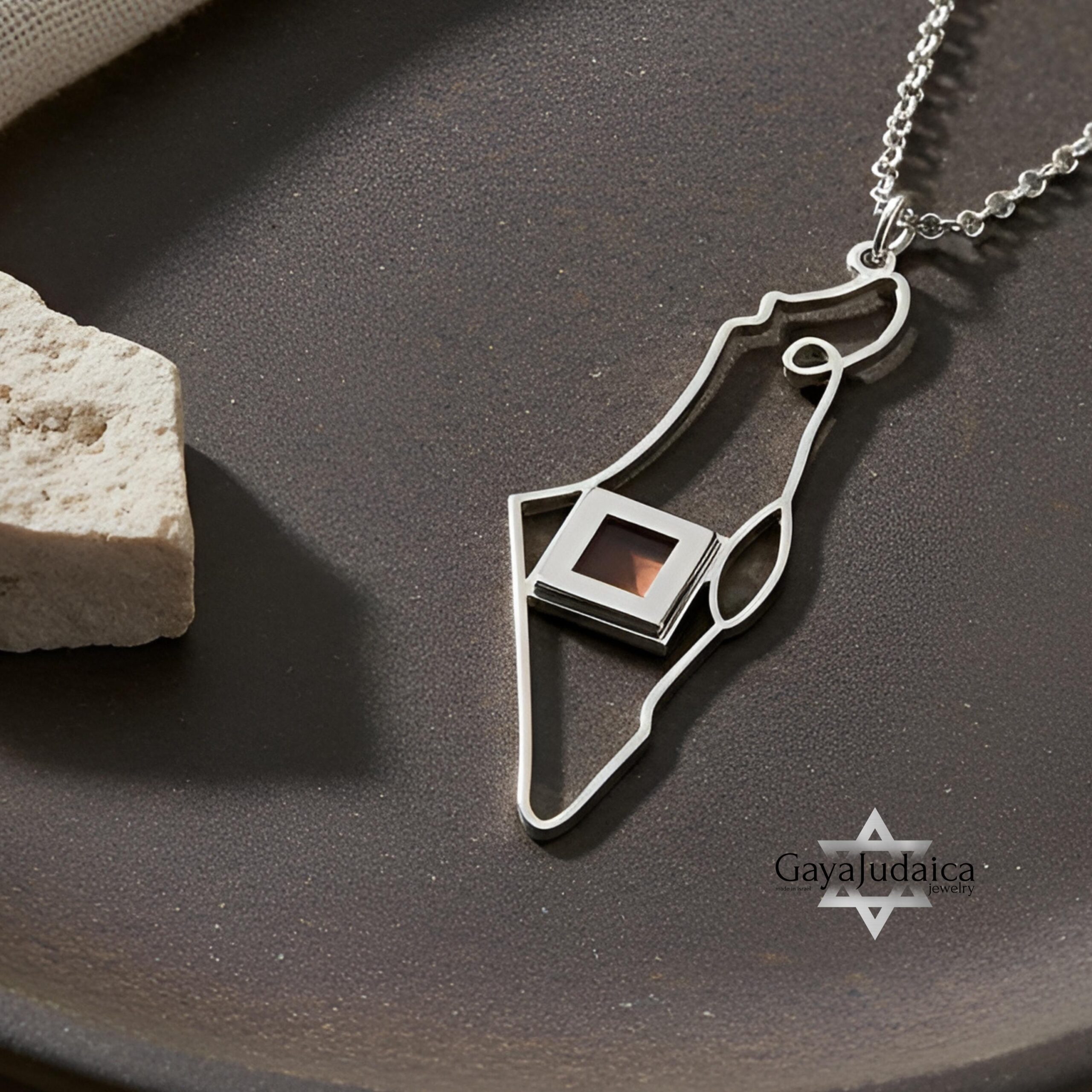 Israel Map Nano Bible Necklace — Sterling Silver Judaica Pendant Israel Map Nano Bible Necklace — Sterling Silver Judaica Pendant