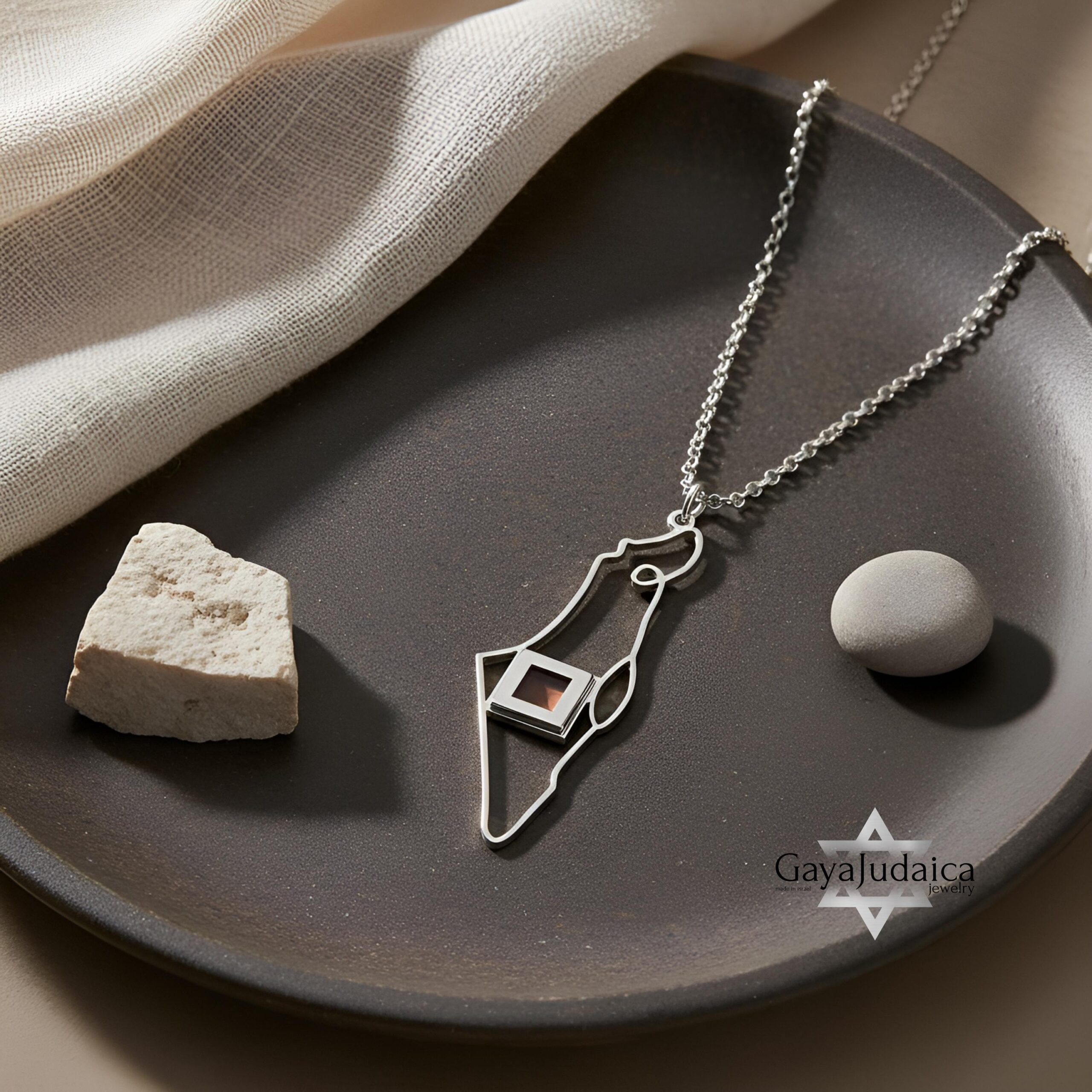 Israel Map Nano Bible Necklace — Sterling Silver Judaica Pendant Israel Map Nano Bible Necklace — Sterling Silver Judaica Pendant