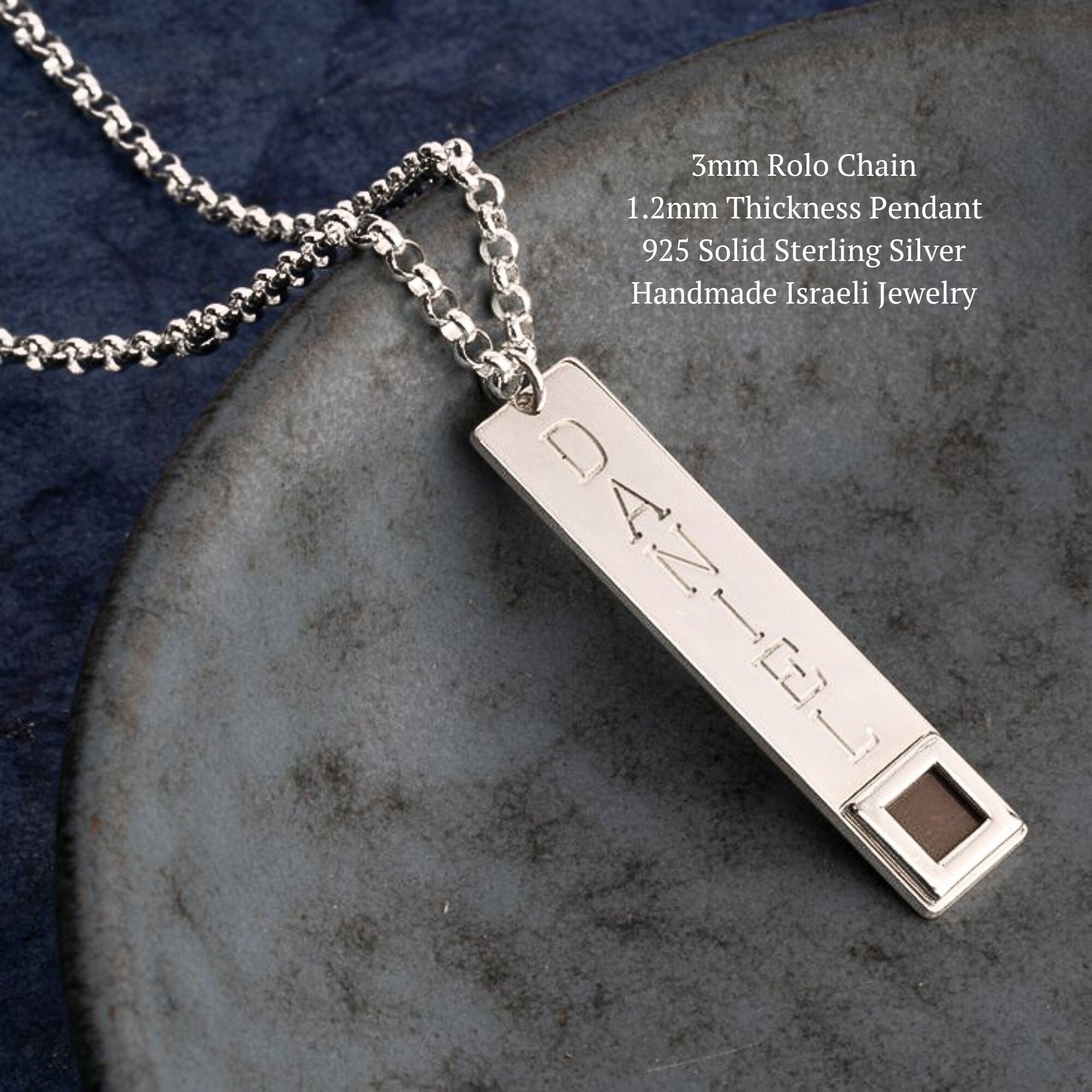 Custom Engraved Nano Bible Bar Necklace — Sterling Silver Jewish Jewelry Custom Engraved Nano Bible Bar Necklace — Sterling Silver Jewish Jewelry