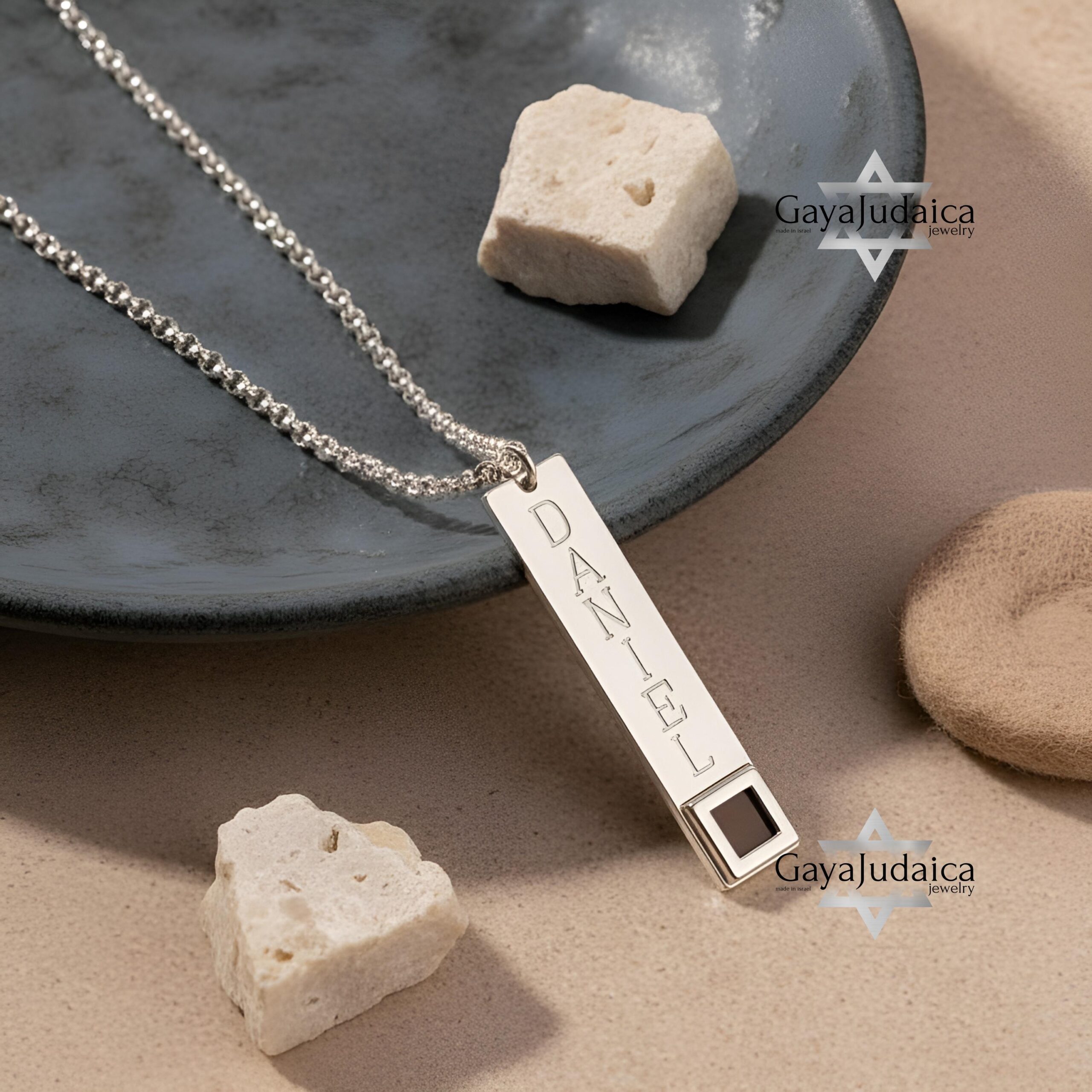 Custom Engraved Nano Bible Bar Necklace — Sterling Silver Jewish Jewelry Custom Engraved Nano Bible Bar Necklace — Sterling Silver Jewish Jewelry
