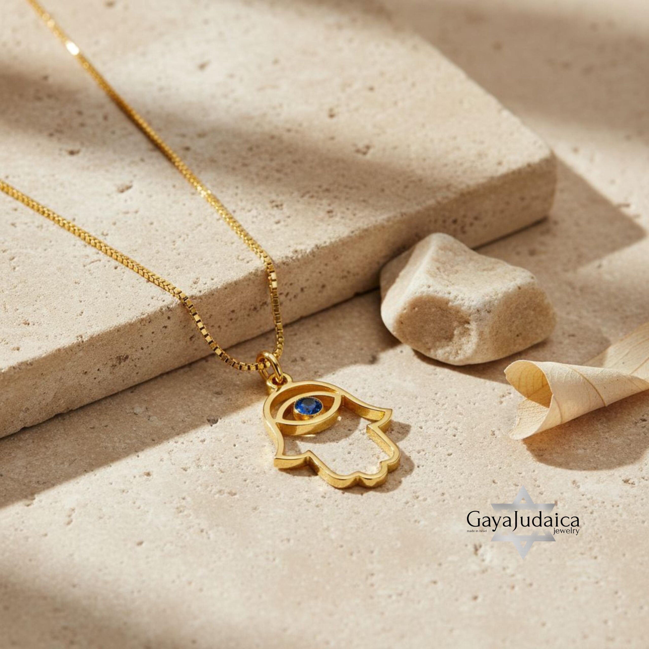 Evil Eye Hamsa Necklace — Sterling Silver Sapphire Zircon Judaica Jewelry Evil Eye Hamsa Necklace — Sterling Silver Sapphire Zircon Judaica Jewelry