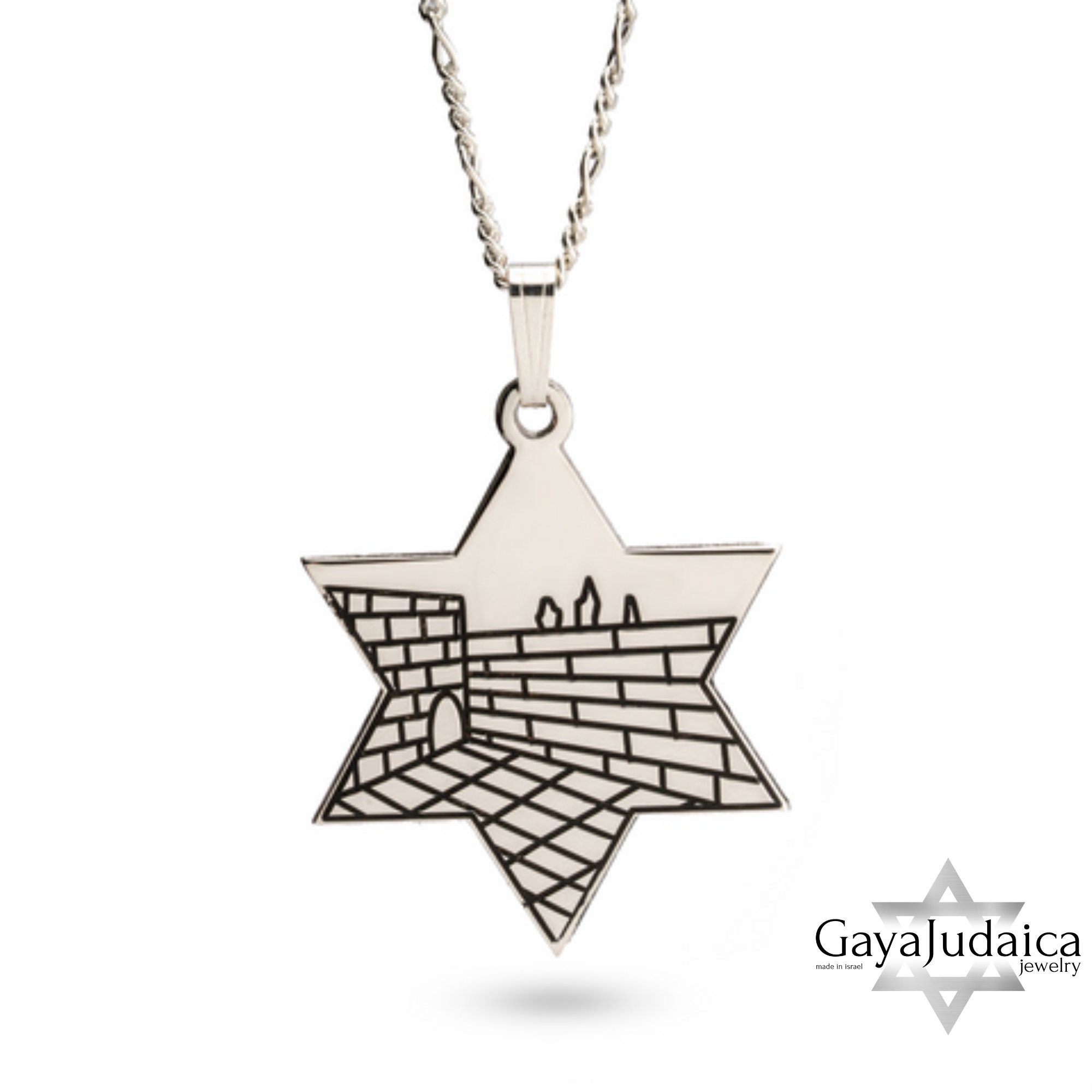 Star of David Western Wall Engraving Necklace — Israeli Pendant Star of David Western Wall Engraving Necklace — Israeli Pendant